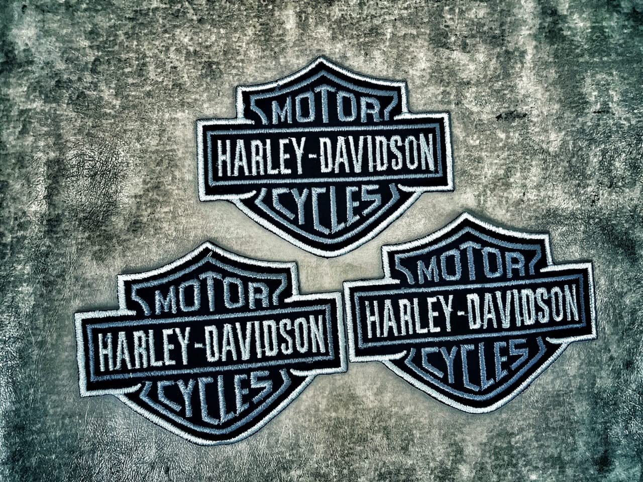 Harley Davidson 4 Inch Classic Gray Logo Iron-On Patch Set of 3 - Perfect for Jackets, Vests, Backpacks & DIY Denim Customization