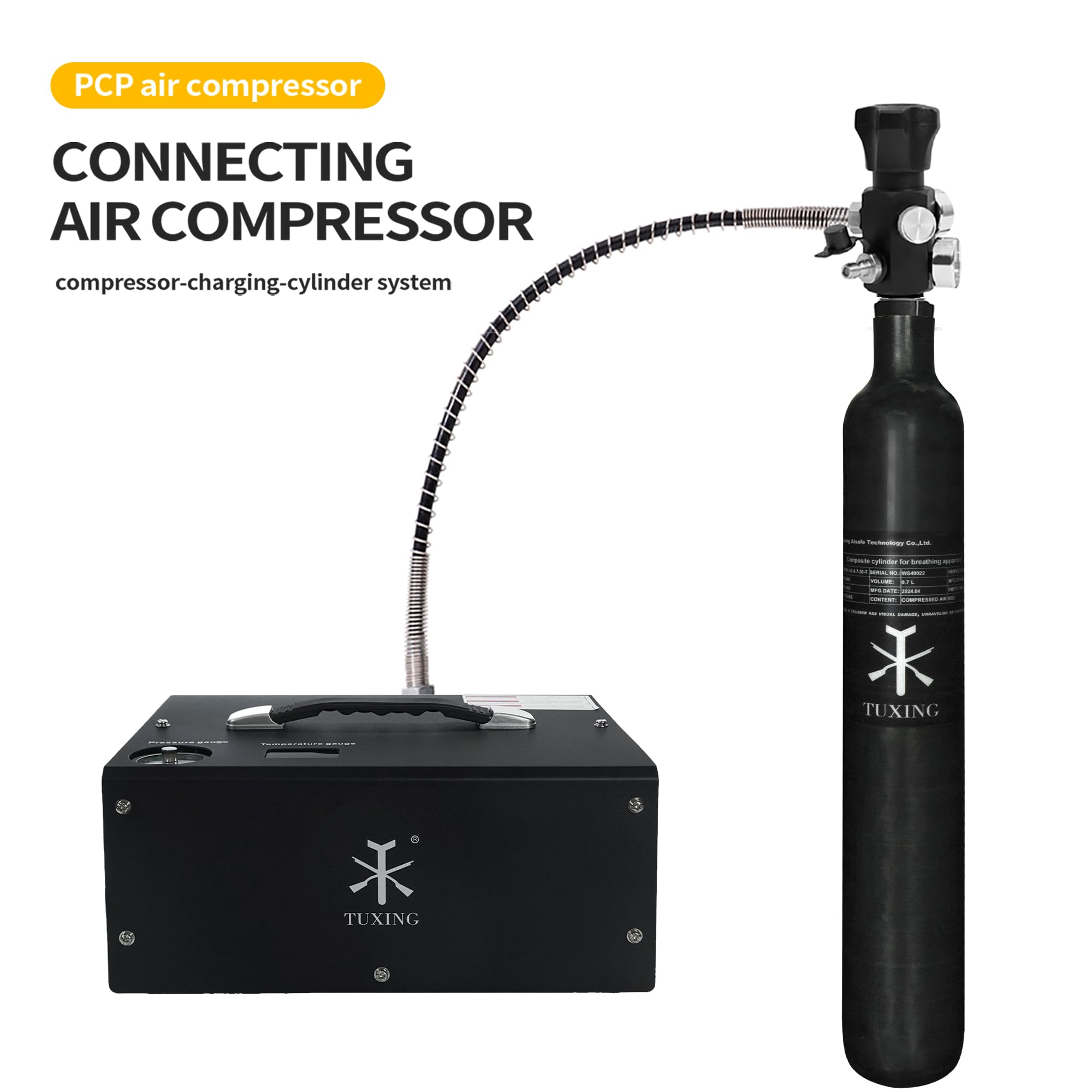 30Mpa 300Bar 4500Psi 0.7L 700cc Carbon Fiber HPA Tank - High Pressure Air Cylinder for PCP Air Rifles, Paintball Guns, Hunting | FX & Daystate Thread M18x1.5 | Perfect for Outdoor Sports & Tactical Shooting