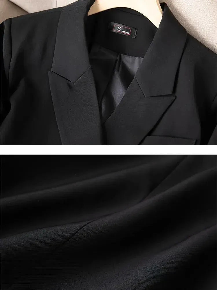 Women's Double Breasted Crop Blazer Pant Suit - Elegant Office Wear & Business Formal Attire for Professional Women