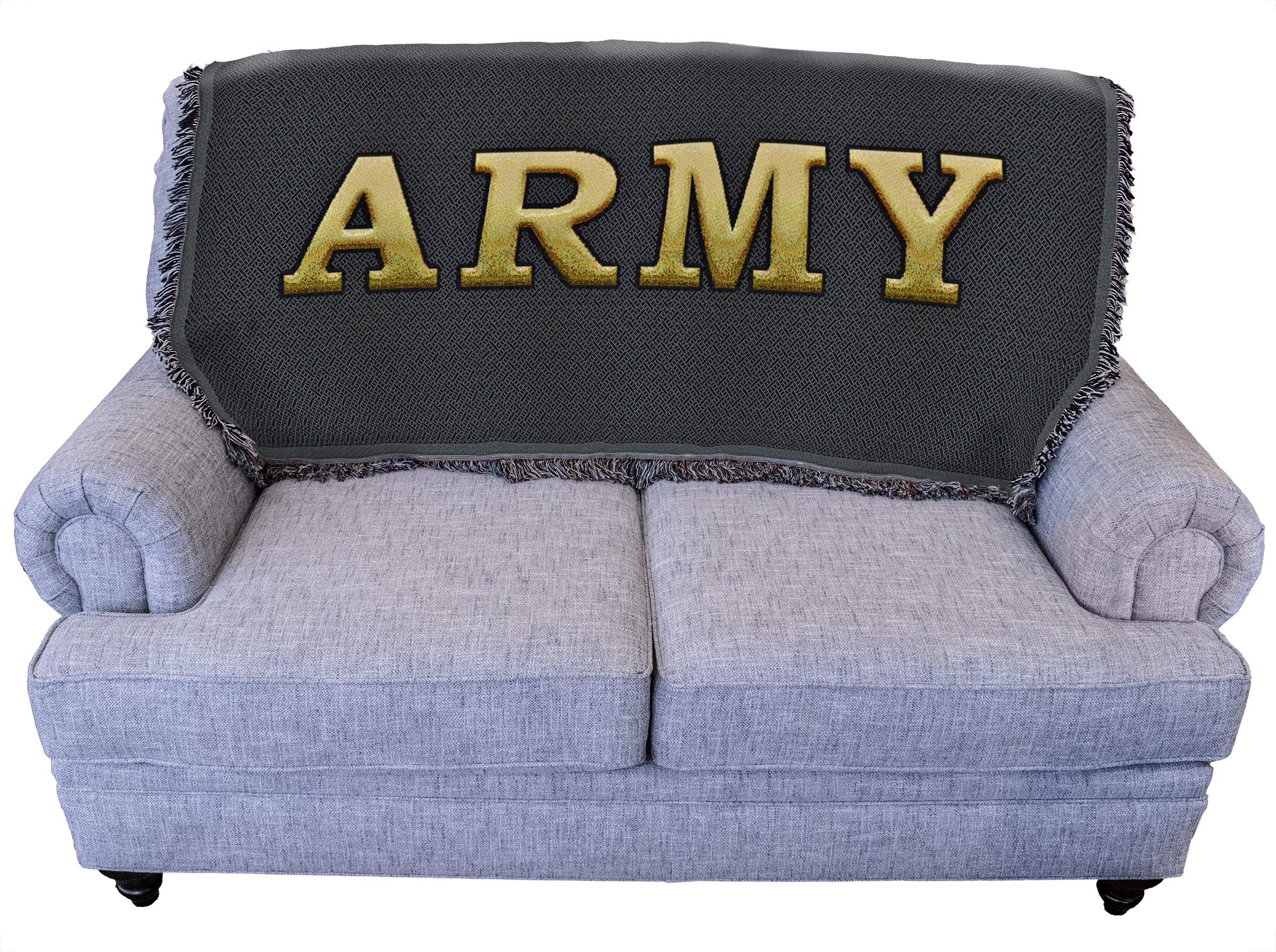 Pure Country Weavers US Army Cotton Blanket - Military Tapestry Throw for Couch, Sofa & Bed - Handmade in USA (61x36) - Perfect for Home Decor, Camping & Patriotic Gifts
