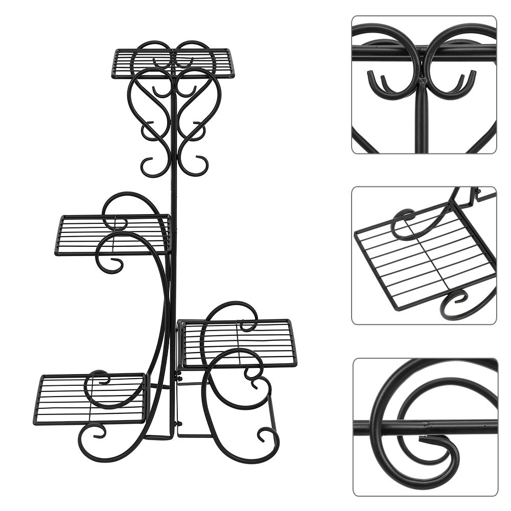 4-Tier Metal Plant Stand for Indoor & Outdoor Use - 19.6
