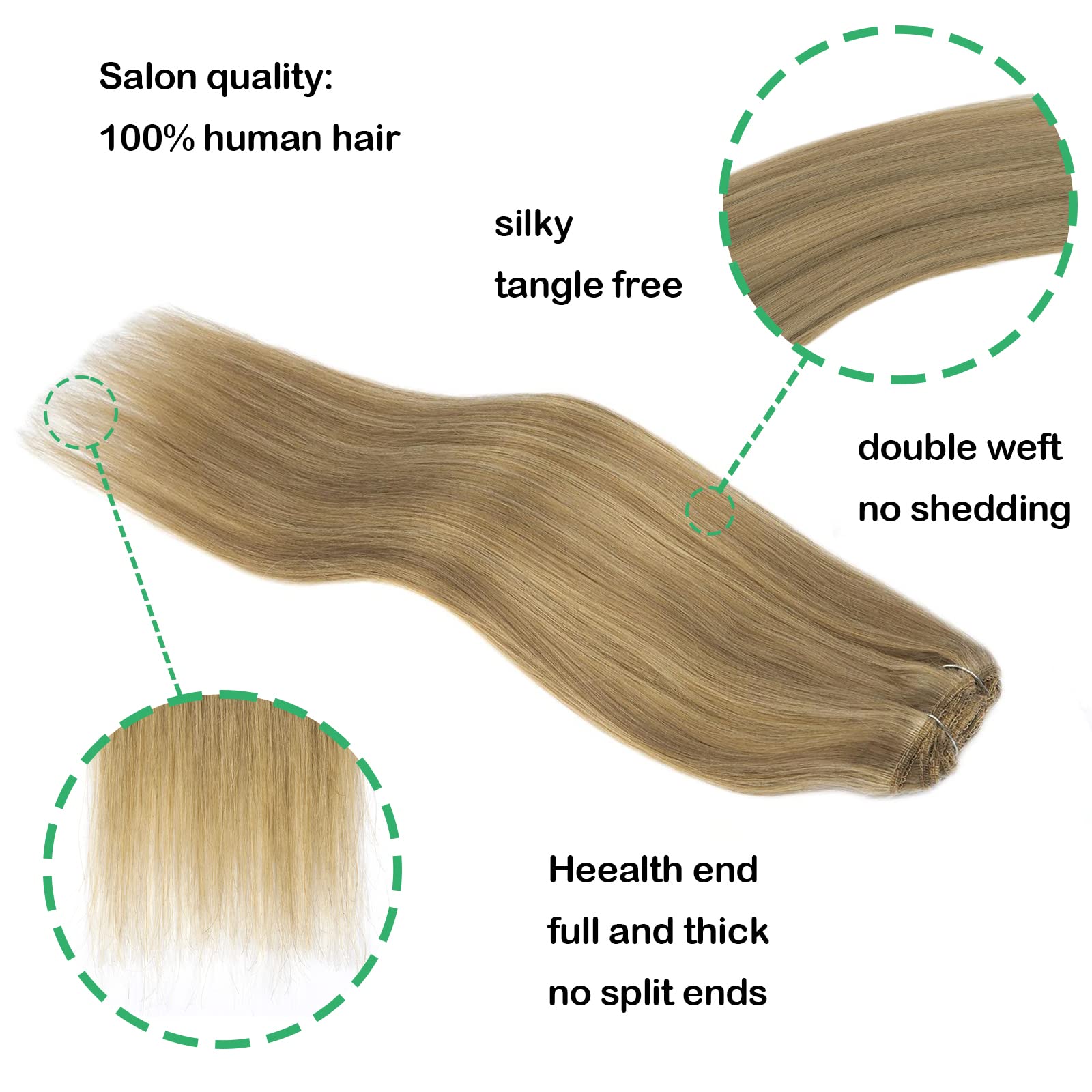 Remy Human Hair Extensions 22 Inch 120g 7pcs - Ombre Light Blonde to Golden Blonde Clip-In Extensions for Thick Straight Natural Hair | Perfect for Parties, Weddings & Daily Styling
