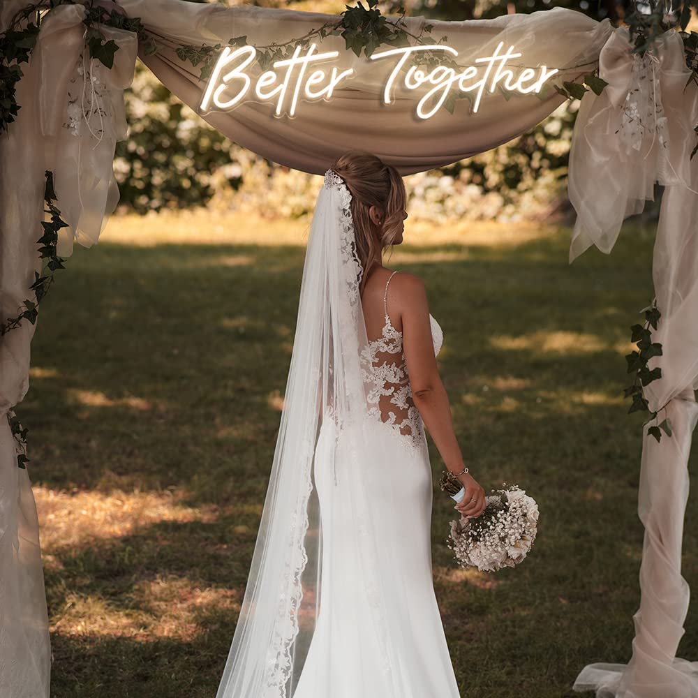 Divatla Better Together Warm White LED Neon Sign - Wedding Decor, Backdrop, Bedroom Wall Art - Large Custom Tube Light for Home, Party & Event Decorations | Perfect for Anniversary, Valentine's Day & Romantic Settings
