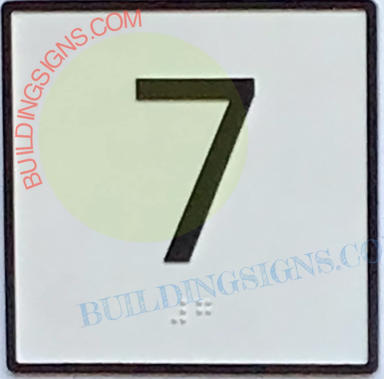 Cast Iron Elevator Floor Number 7 Sign - 4x4 Inch White Background Jamb Plate - Durable Metal Elevator Sign for Office Buildings, Hotels & Apartments