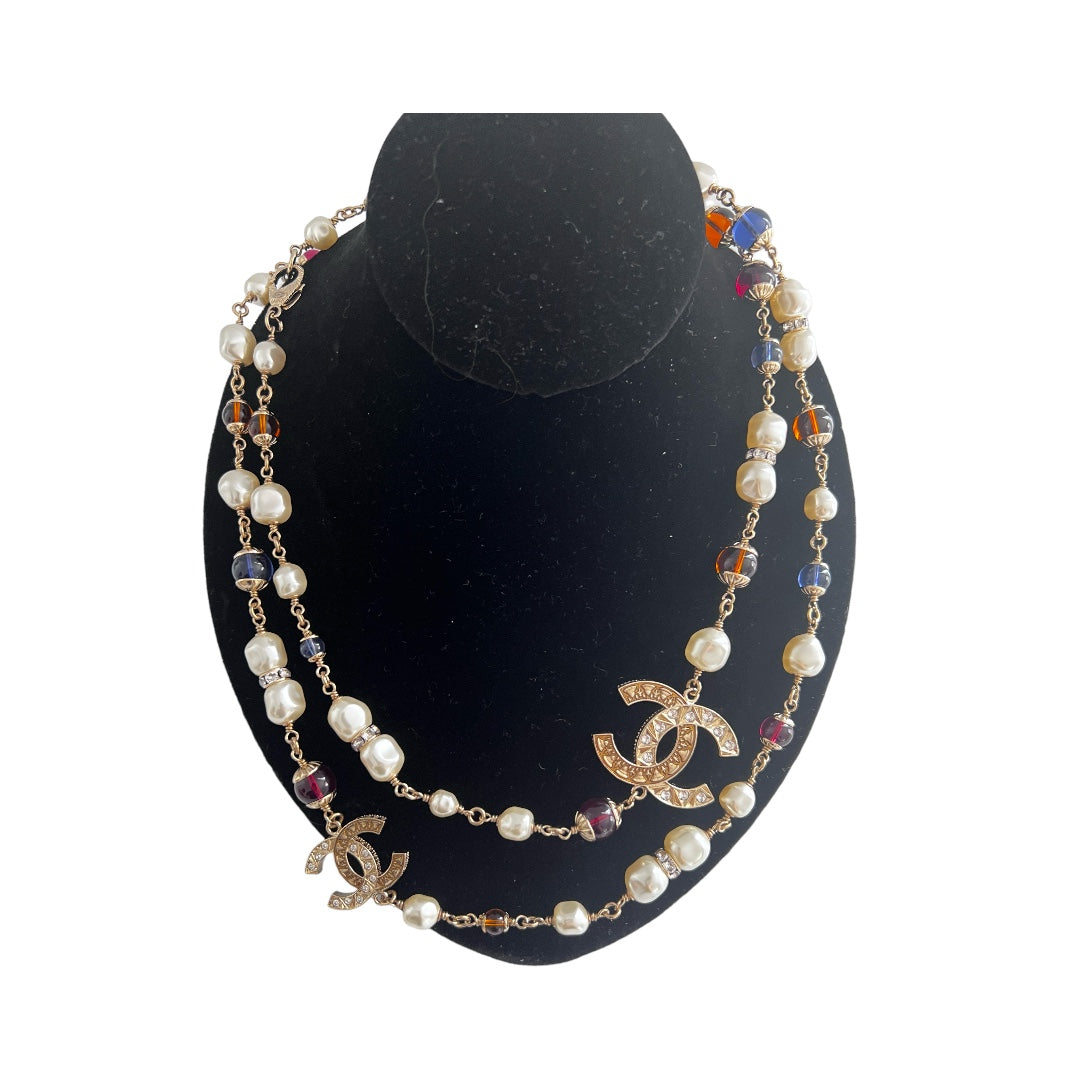 Vintage Chanel Faux Pearl & Resin Necklace - Elegant Statement Jewelry for Women, Perfect for Parties, Weddings & Special Occasions