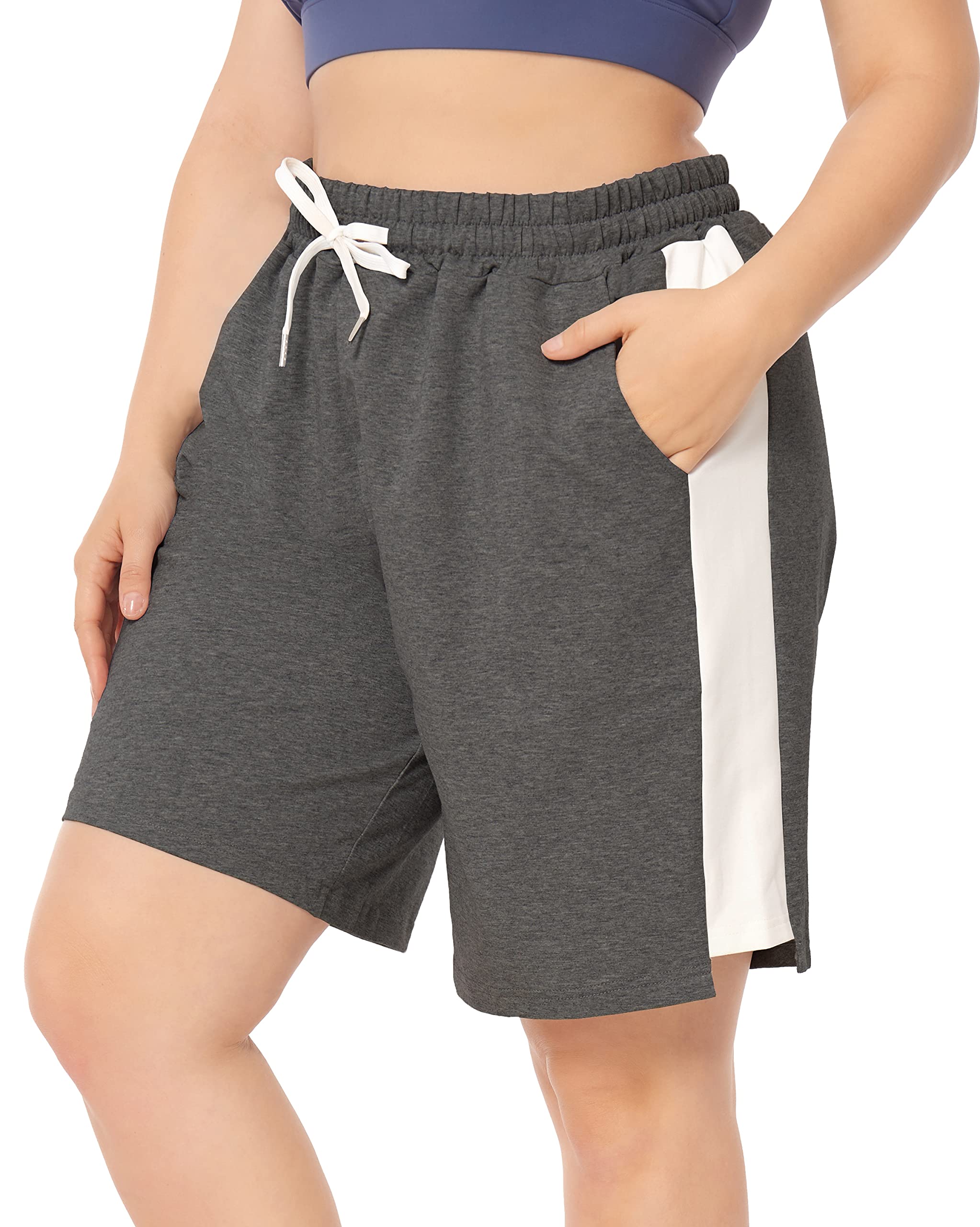 ZERDOCEAN Women's Plus Size Athletic Shorts - High Waisted Yoga Lounge Pajama Sweatpants for Walking, Workout & Casual Wear - Comfortable Activewear for Gym, Home & Travel