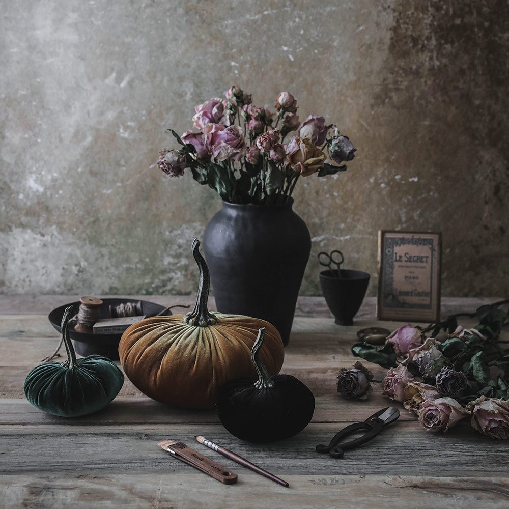 Luxury Velvet Pumpkin Decor for Fall - Elegant Autumn Home Decor, Thanksgiving & Halloween Table Centerpiece, Seasonal Mantel Display