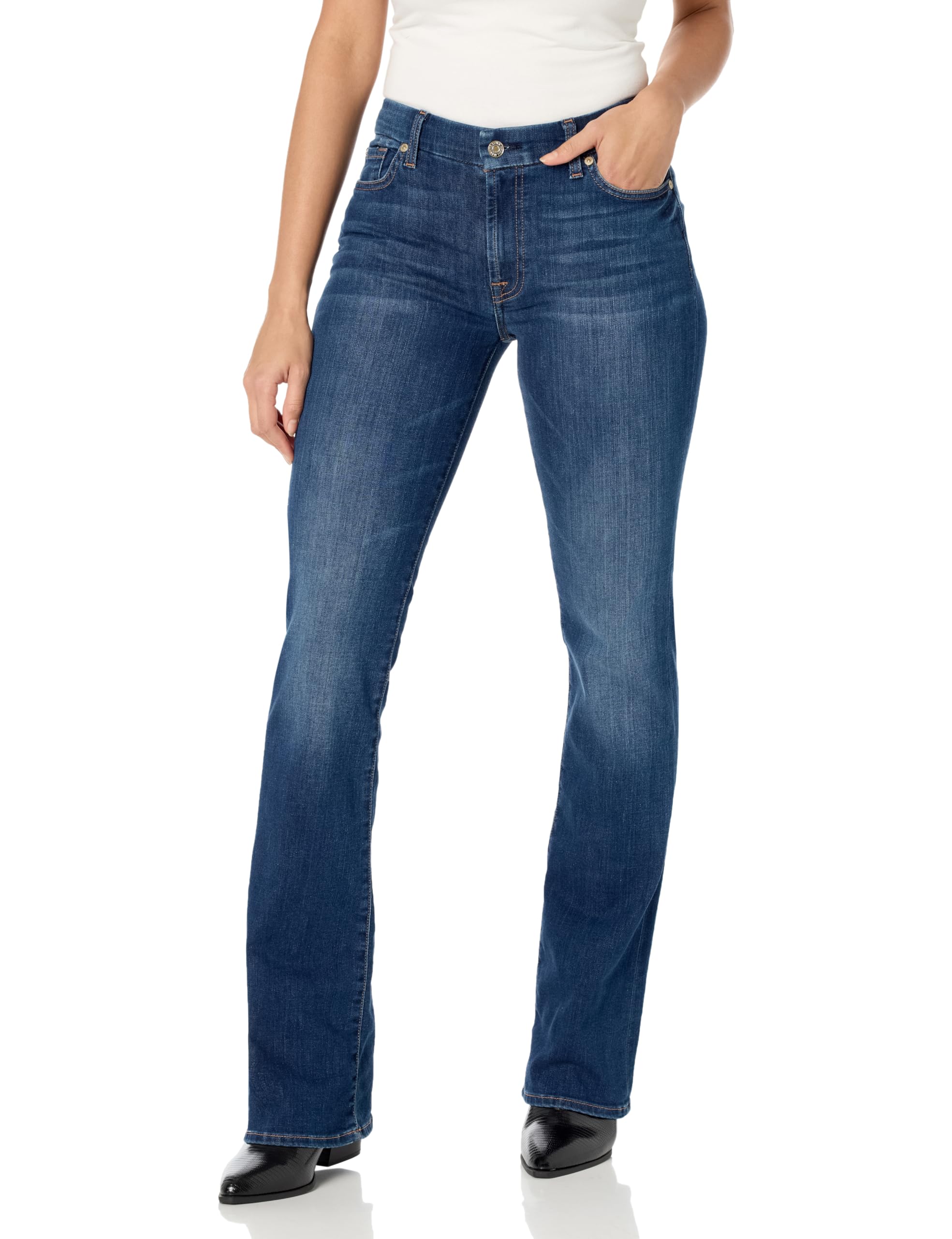 7 For All Mankind Women's Bootcut Jeans - Stretch Denim Pants for Casual & Work Wear | Comfortable Mid-Rise Fit for Everyday Style
