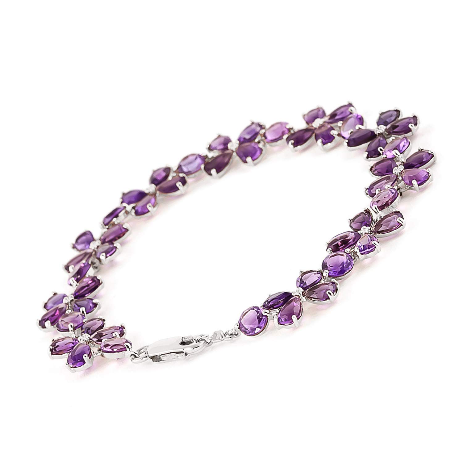 14K Solid White Gold Bracelet with 20.7 Carat Natural Amethyst - Galaxy Gold GG Collection | Elegant Jewelry for Women, Perfect for Weddings, Parties & Special Occasions