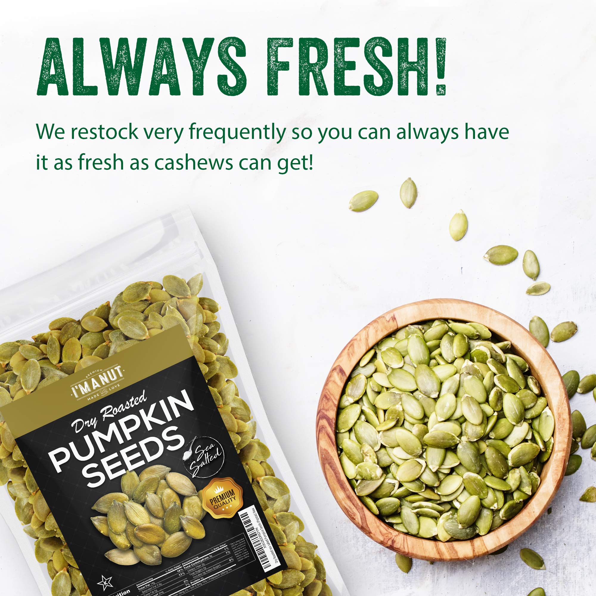 **Premium Oven Toasted Pumpkin Seeds with Sea Salt (Papitas) – 32 oz (2 lb) – Gluten Free, Peanut Free, Non-GMO, Vegan & Keto Friendly – No Oils or PPO – Perfect for Snacking, Salads & Baking**