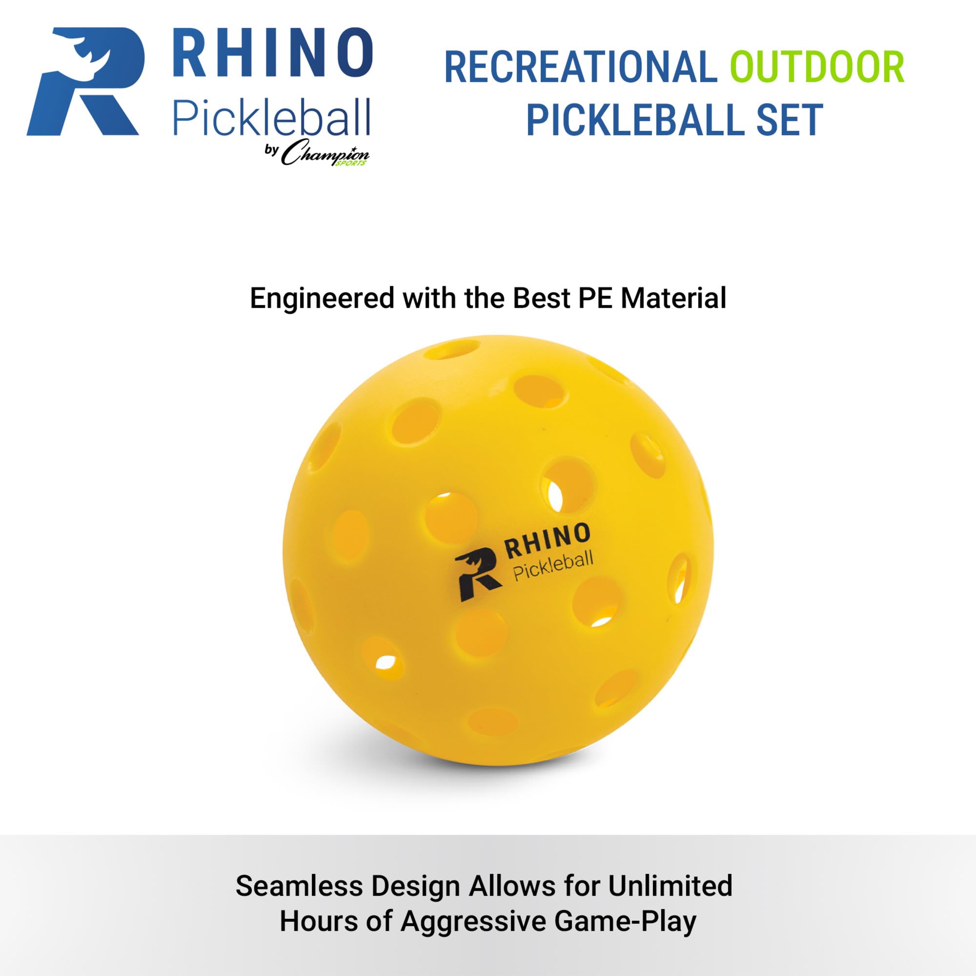 Champion Sports Roto Molded Outdoor Pickleball Balls - 12 Pack Durable Plastic Balls for Pickleball Game, Practice & Training - Perfect for Backyard, Park & Court Play