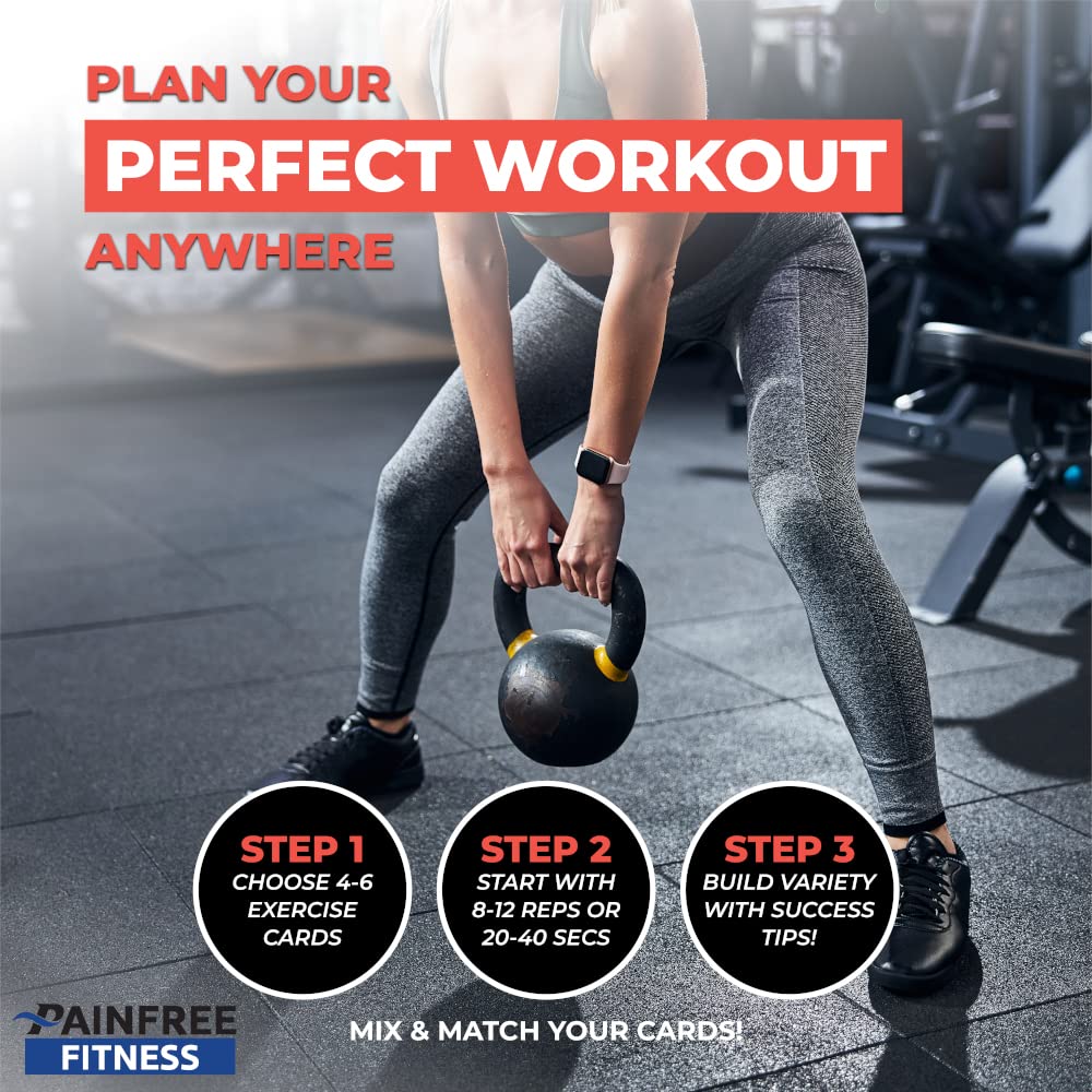 Exercise Flash Cards - 50 Workout Cards for Home & Gym - Fitness Training Cards for Women & Men - Perfect for HIIT, Yoga & Strength Training