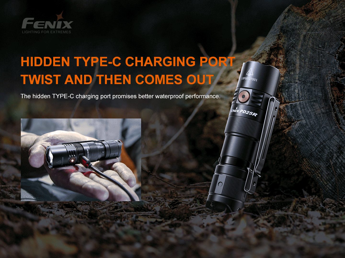Fenix PD25R Rechargeable LED Flashlight 1000 Lumens, Compact Tactical Flashlight with USB-C Charging - Perfect for Camping, Hiking & Emergency Use