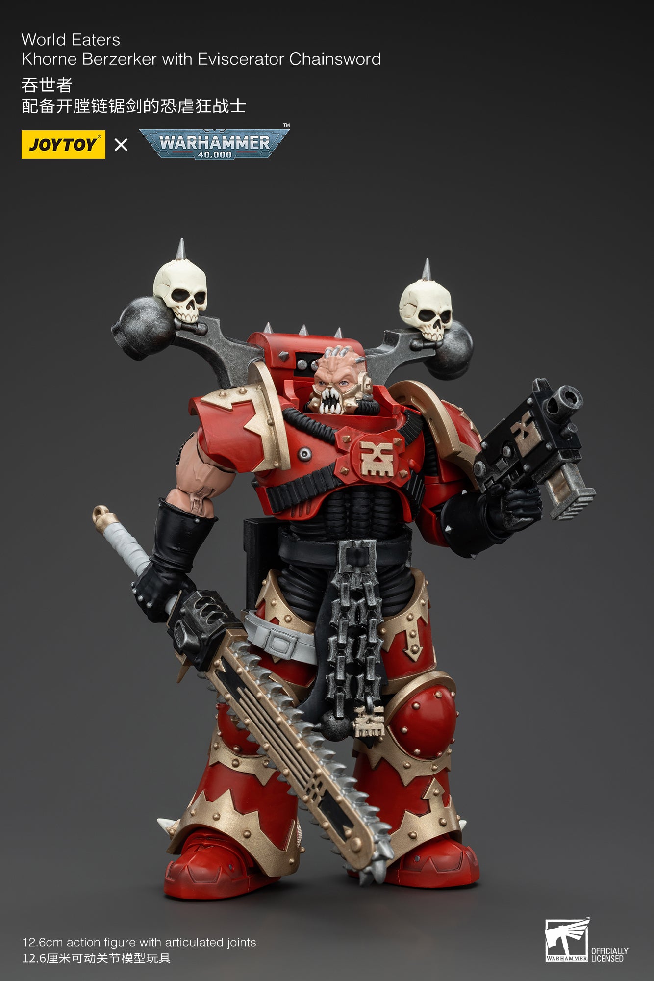 JOYTOY 1/18 Scale Warhammer 40K World Eaters Khorne Berzerker Action Figure - Collectible Miniature for Tabletop Gaming & Display