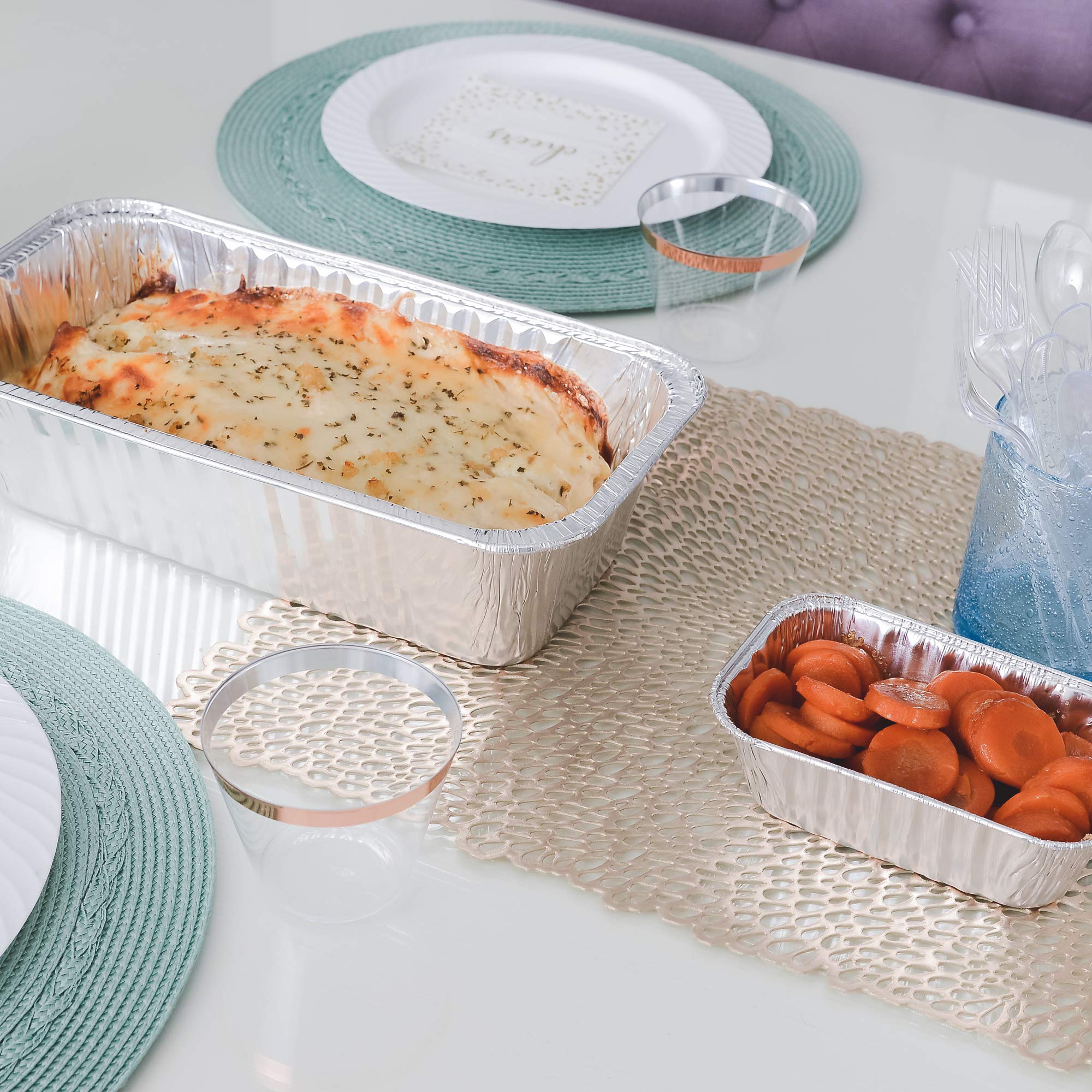 PLASTICPRO Disposable Loaf Pans - 50 Pack Aluminum Foil Baking Pans for Cakes, Bread, Meatloaf & Lasagna | 5 Pound Heavy Duty Bakeware for Meal Prep, Cooking & Party Serving