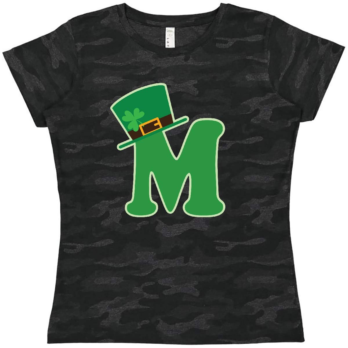 Inktastic St. Patrick's Day Letter M Monogram Women's T-Shirt - Green Irish Themed Graphic Tee for Women - Perfect for St. Paddy's Day Parties & Irish Pride Events