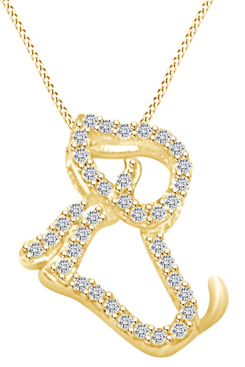 0.1 Carat Round Natural Diamond Dog Pendant Necklace in 10k Solid Gold - Perfect for Pet Lovers, Birthday Gifts & Anniversary Jewelry