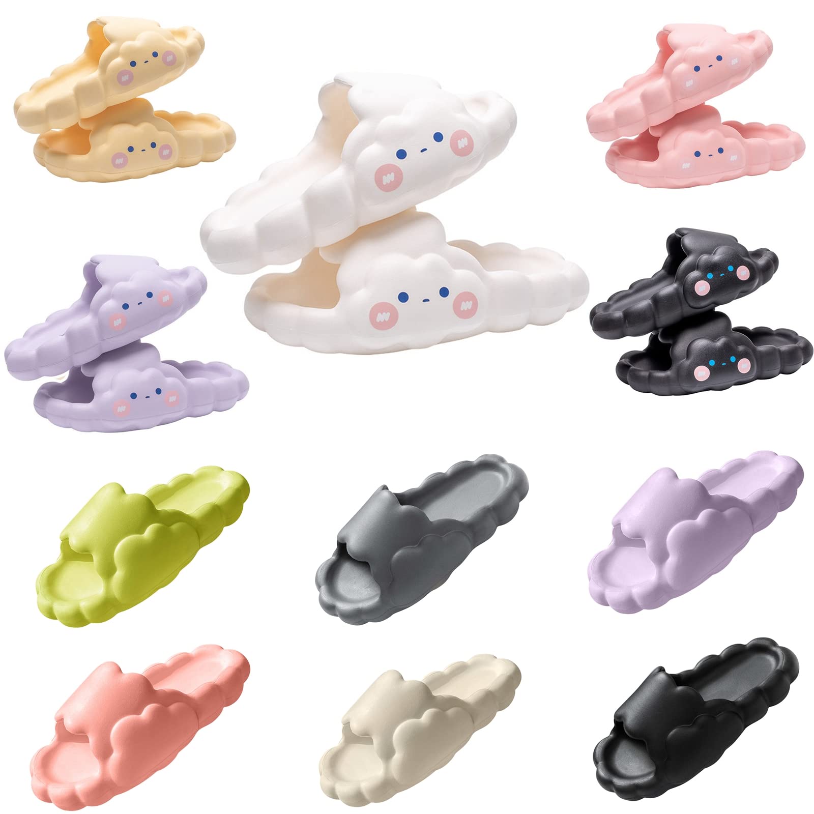 Hlysgo Cloud Slides for Women & Men - Soft Sole Lightweight Non-Slip Shower Slippers, Comfortable Couples Sandals for Indoor/Outdoor Use - Perfect for Bathroom, Poolside, Beach & Home Relaxation