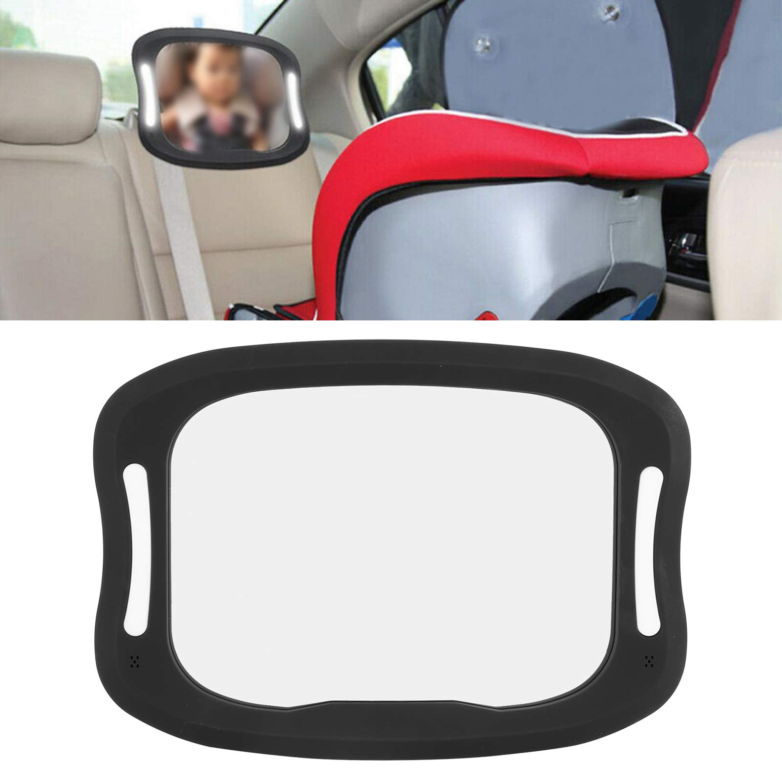 Qiilu LED Backseat Baby Rearview Mirror - Adjustable Wide Angle Car Mirror for Rear Facing Kids, Remote Control for Safe Driving | Perfect for Parents Monitoring Babies in Car Seats During Travel