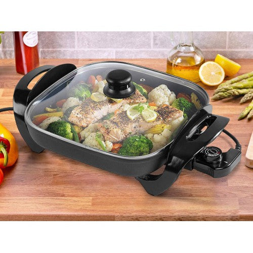 Best Electric Frypan - Non-Stick Skillet with Adjustable Temperature for Healthy Cooking - Perfect for Frying, Sautéing & Stir-Frying at Home