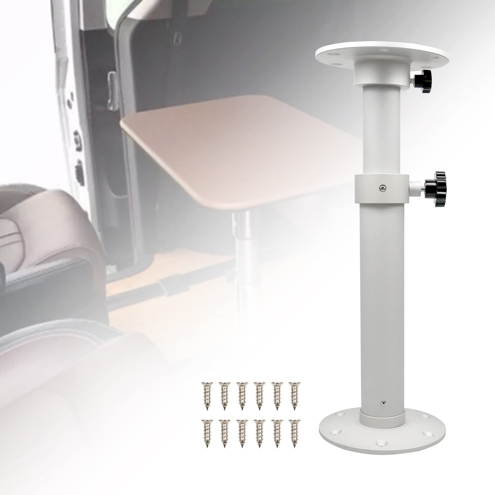 Adjustable Table Pedestal Stand - Detachable Base Leg Mount Kit (17.7-27.5 Inch) for Boats, Yachts, RVs, Motorhomes & Caravans - Perfect for Dining, Work & Outdoor Activities