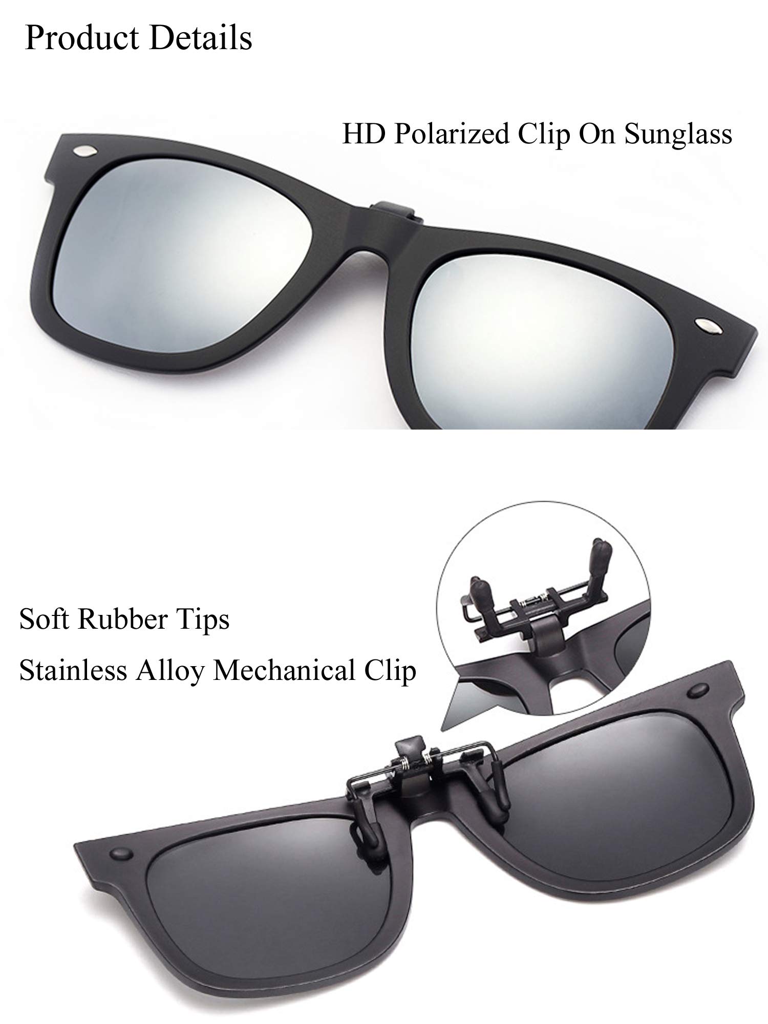 Clip On Polarized Sunglasses for Men & Women – Flip Up Sunglasses Over Prescription Glasses – UV Protection for Driving, Fishing & Outdoor Activities