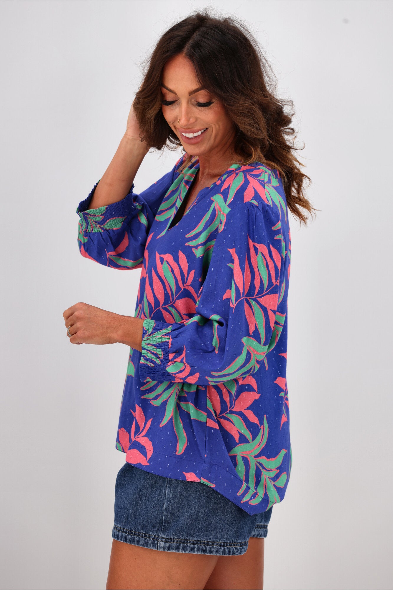 Elm Leilani Blouse - Women's Tropical Print Flowy Shirt for Summer, Beach Vacation & Boho Outfits