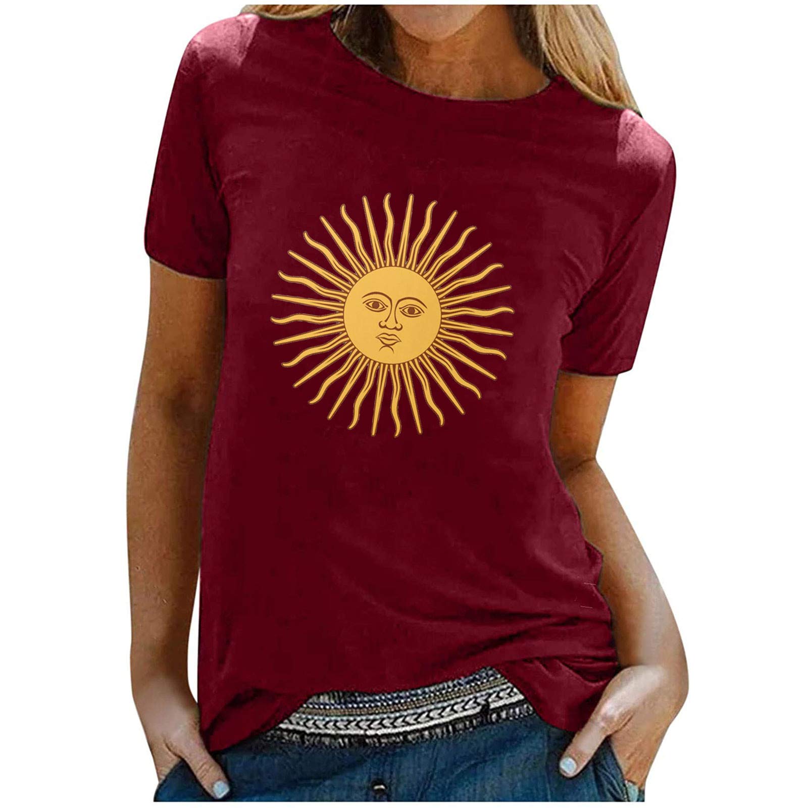 Women's Summer Graphic Tee - Casual Short Sleeve Round Neck Loose Tunic T-Shirt Blouse | Perfect for Beach Outings, Weekend Wear & Summer Vacation
