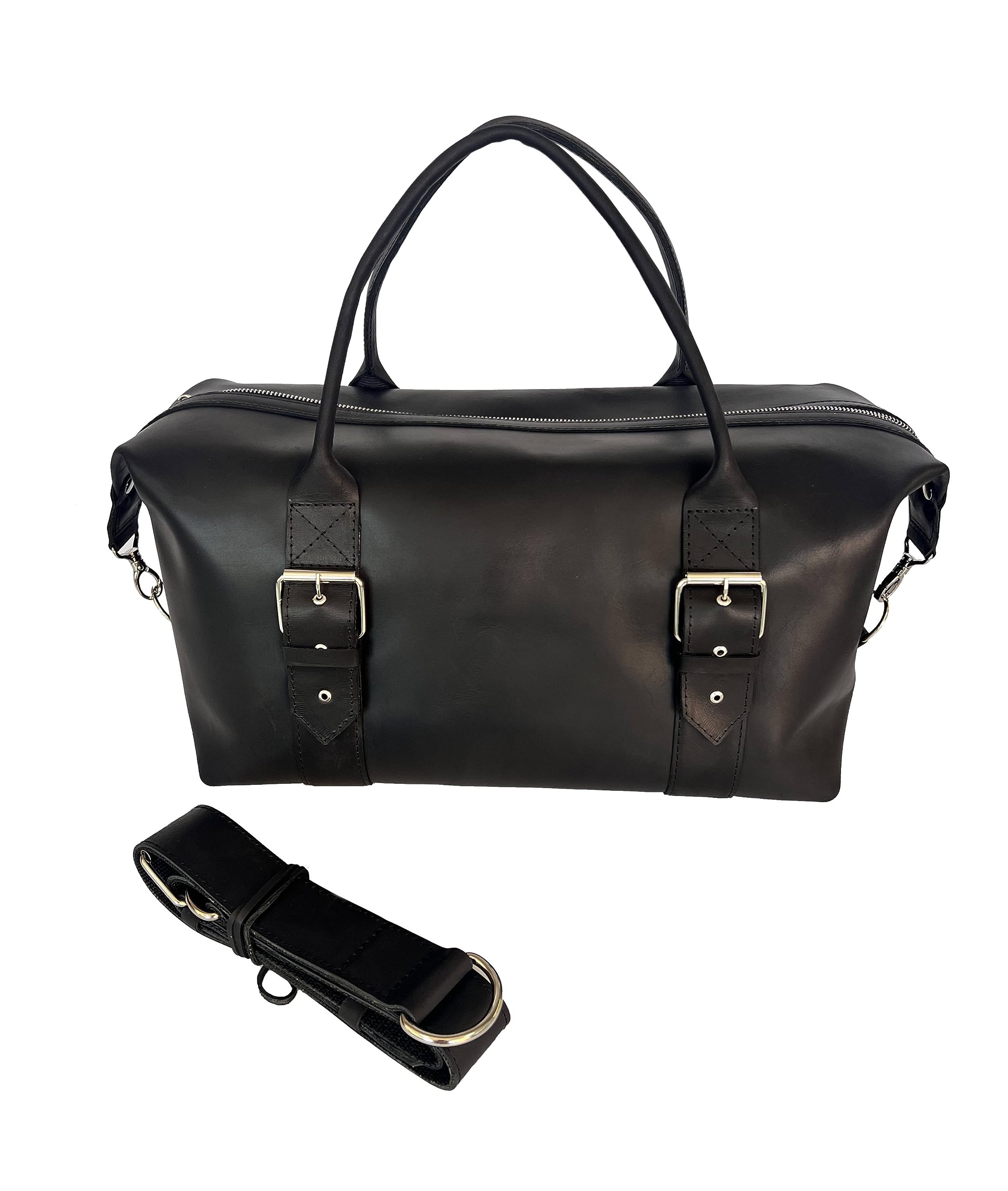 Premium Men's Leather Travel Duffel Bag - Large Carry-On Luggage for Weekend Trips & Sports - Durable Black Handbag for Gym, Business & Vacation Travel