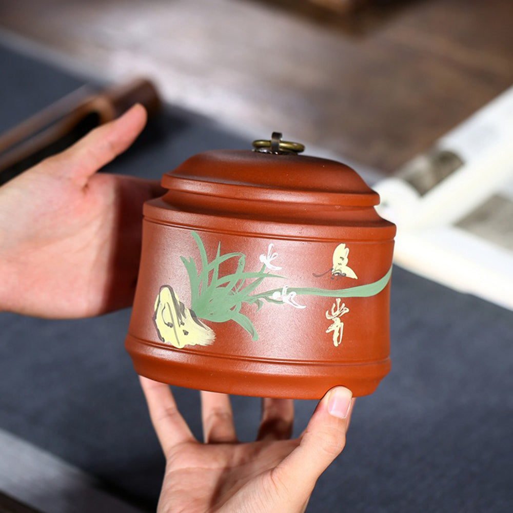 Premium Yixing Purple Clay Tea Caddy for Orchid Tea - Handcrafted Chinese Tea Storage Container for Loose Leaf Tea - Perfect for Home, Office & Tea Ceremony Use