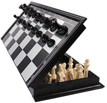 Magnetic Educational Chess Board Set - 10 Inch Folding Chess Game for Kids & Adults, 2 Players Travel Toy (Black) - Perfect for Family Game Nights, Travel, and Learning Strategy Skills