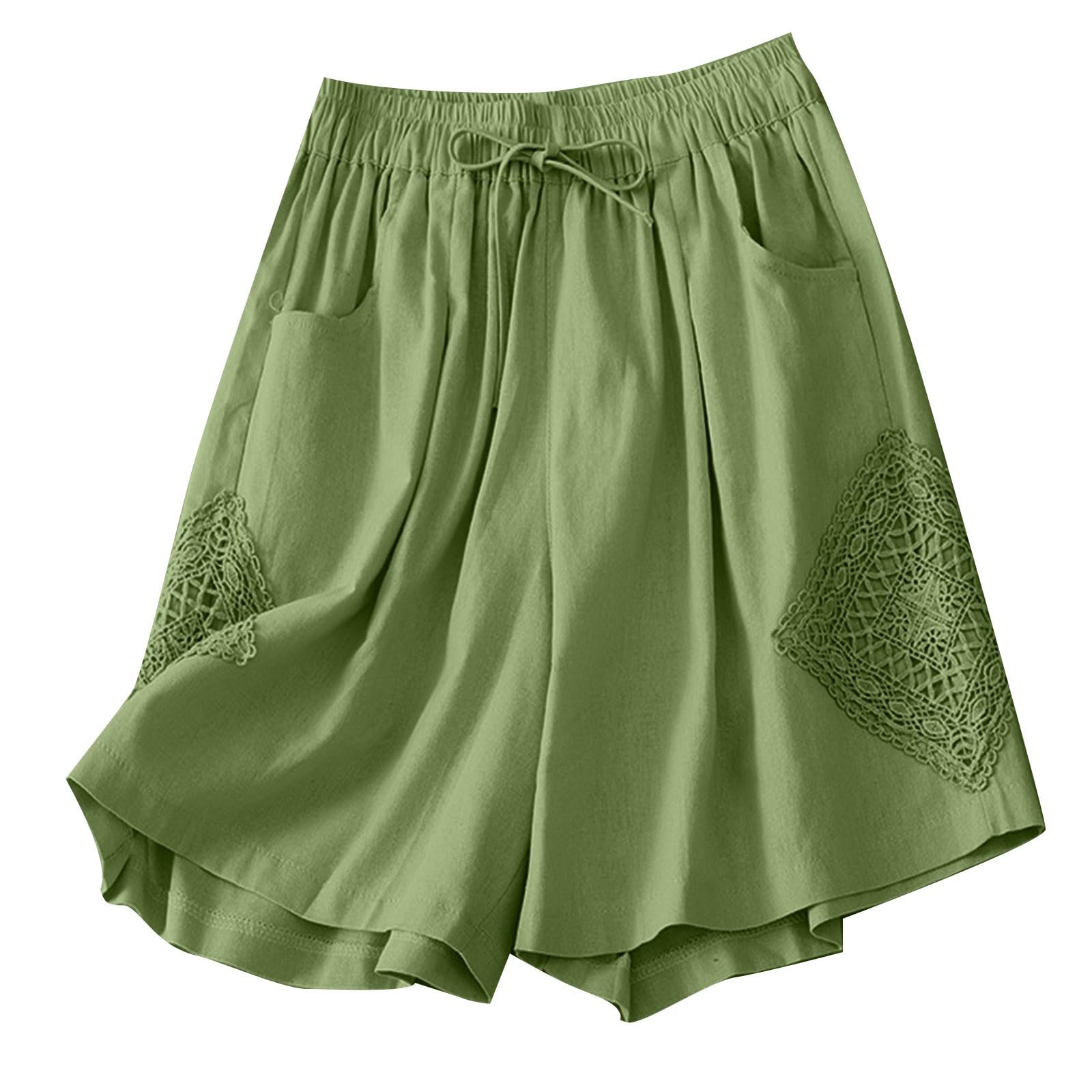 Women's Cotton Linen Shorts with Pockets - Summer Casual Lounge Wear for Home & Travel