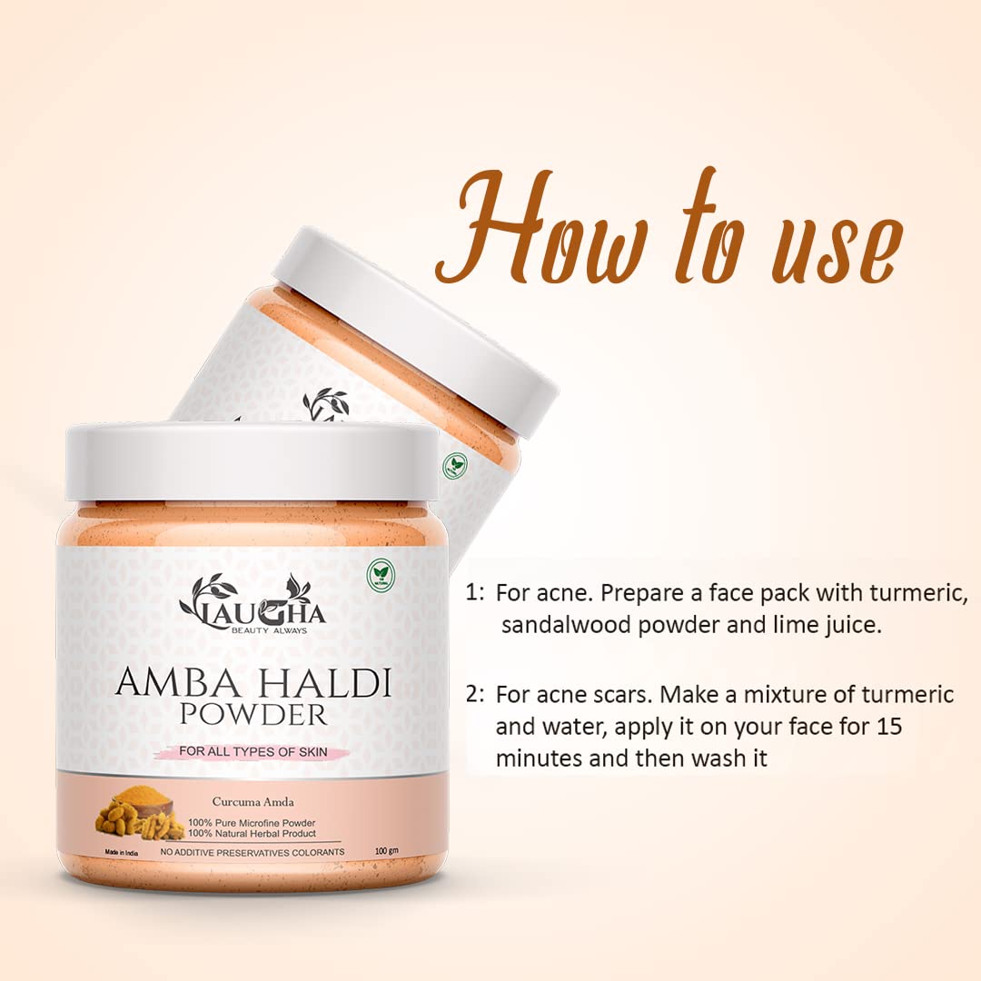 Pure & Natural Amba Haldi Powder for Skin Brightening, Acne Treatment & Scar Removal | Anti-Aging Face Mask | 100gm Jar | Perfect for Daily Skincare Routine & DIY Beauty Treatments