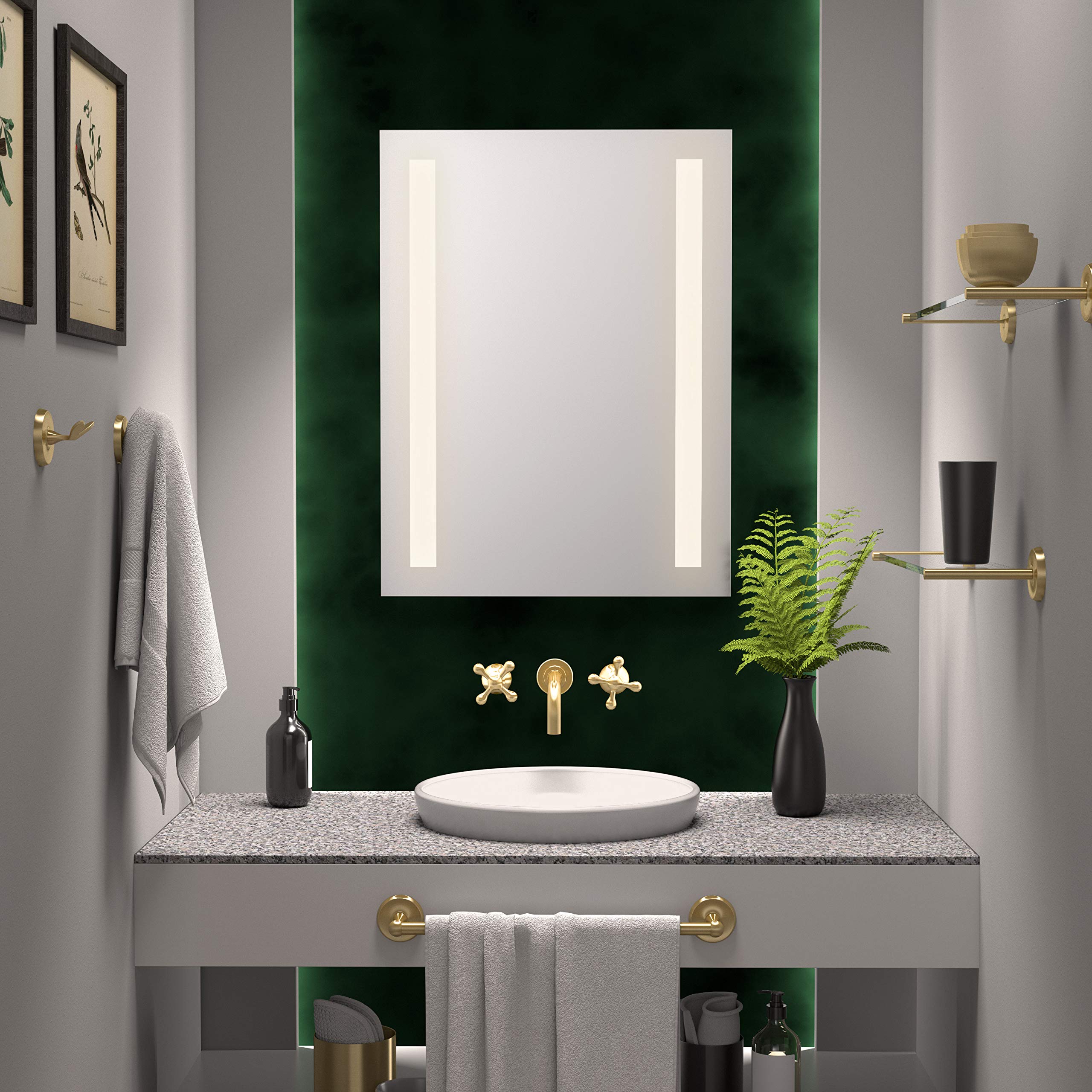 Gatco 5054 Designer II 24 Inch Double Towel Bar - Brushed Brass Wall Mounted Bathroom Towel Holder Rack for Showers, Spas & Luxury Bathrooms