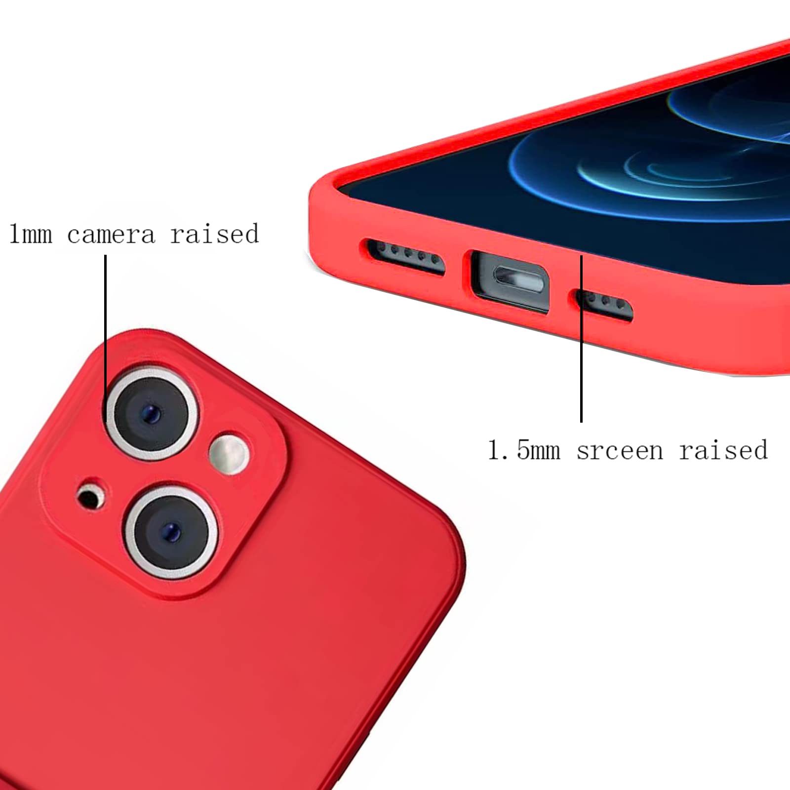 Ultra Slim Liquid Silicone Gel Case for iPhone 13 Mini (5.4 inch 2021) with Card Holder & Anti-Scratch Shockproof Wallet Cover - Perfect for Daily Use, Travel & Outdoor Activities (Red)