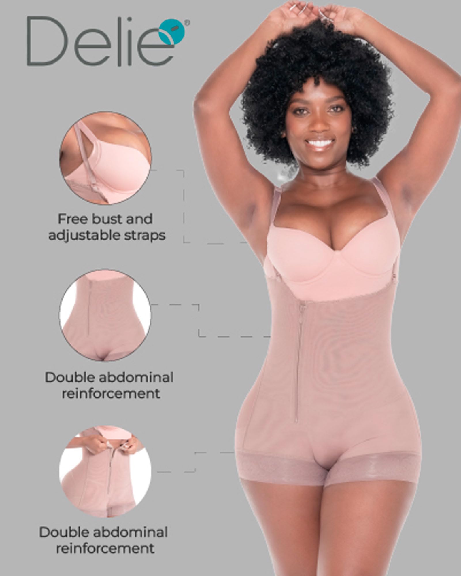 DELIE 068 High Compression Strapless Shapewear for Women - Tummy Control Body Shaper, Colombian Fajas Moldeadoras for Slimming & Waist Training | Perfect for Wedding, Evening Dresses & Everyday Wear