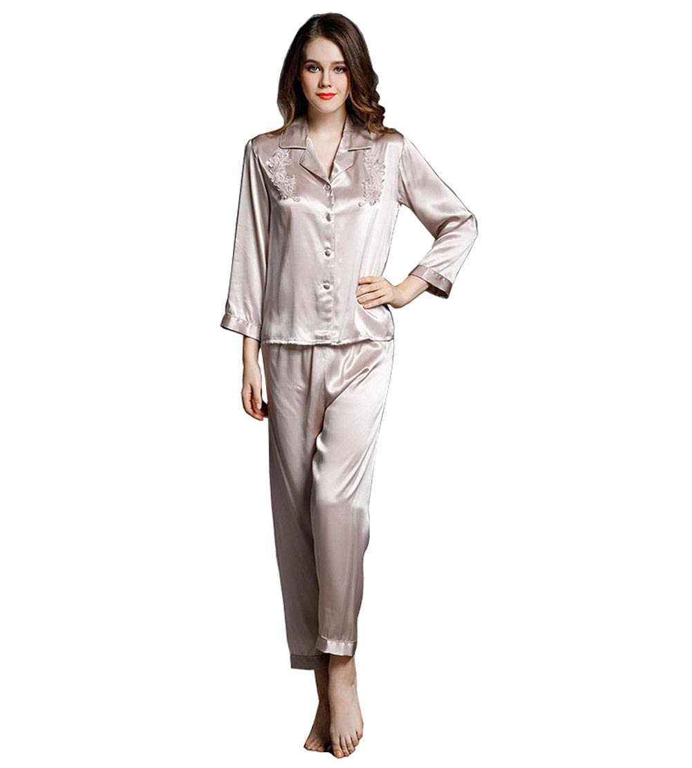 Luxury 100% Mulberry Silk Pajama Set for Women - 16.5 Momme Silk Sleepwear & Nightgown - Soft & Breathable Loungewear for Relaxation, Spa Days & Gift Giving