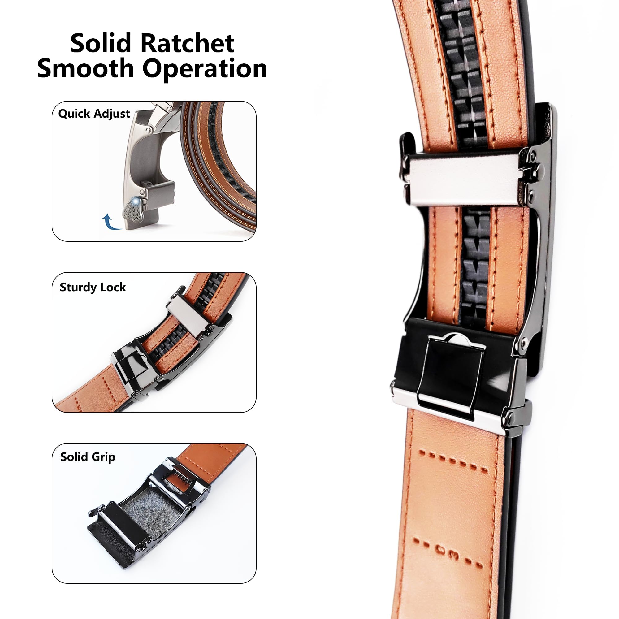 Premium Men's Leather Ratchet Dress Belts - Adjustable & Stylish for Jeans & Business Casual | Perfect for Office, Wedding & Everyday Wear