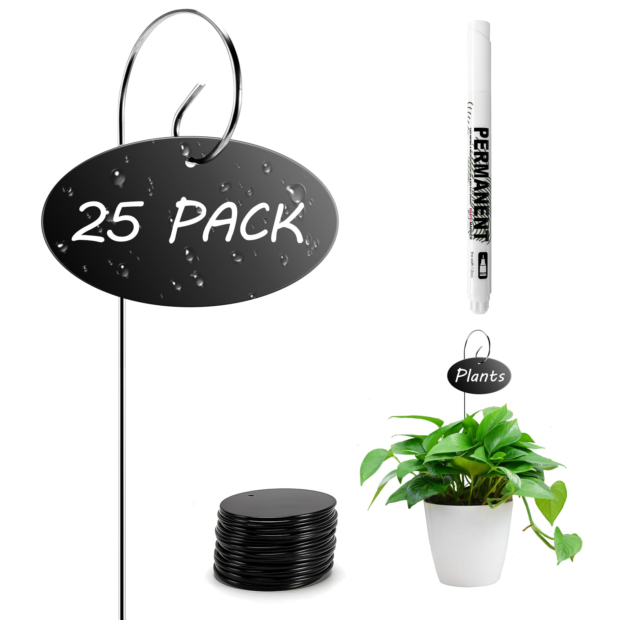 25 Pcs Acrylic Plant Labels with Marker - Waterproof Garden Stakes for Outdoor Plants, Potted Flowers, Herbs & Seedlings | Perfect for Gardening, Organizing & Plant Identification