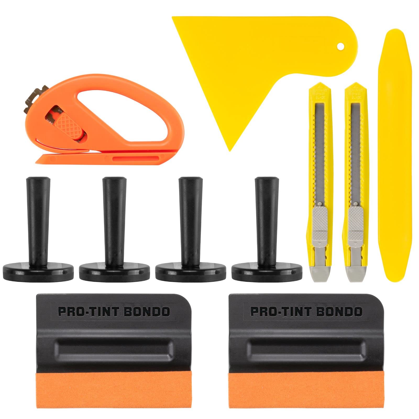 Professional Vinyl Wrap & Window Tint Film Application Kit - Scratch-Free Felt Squeegees, Snitty Cutter, Razor Blades, Yellow Edge Pry Tool & Magnets (TK06) for Car Wrapping, Home Window Tinting & DIY Projects