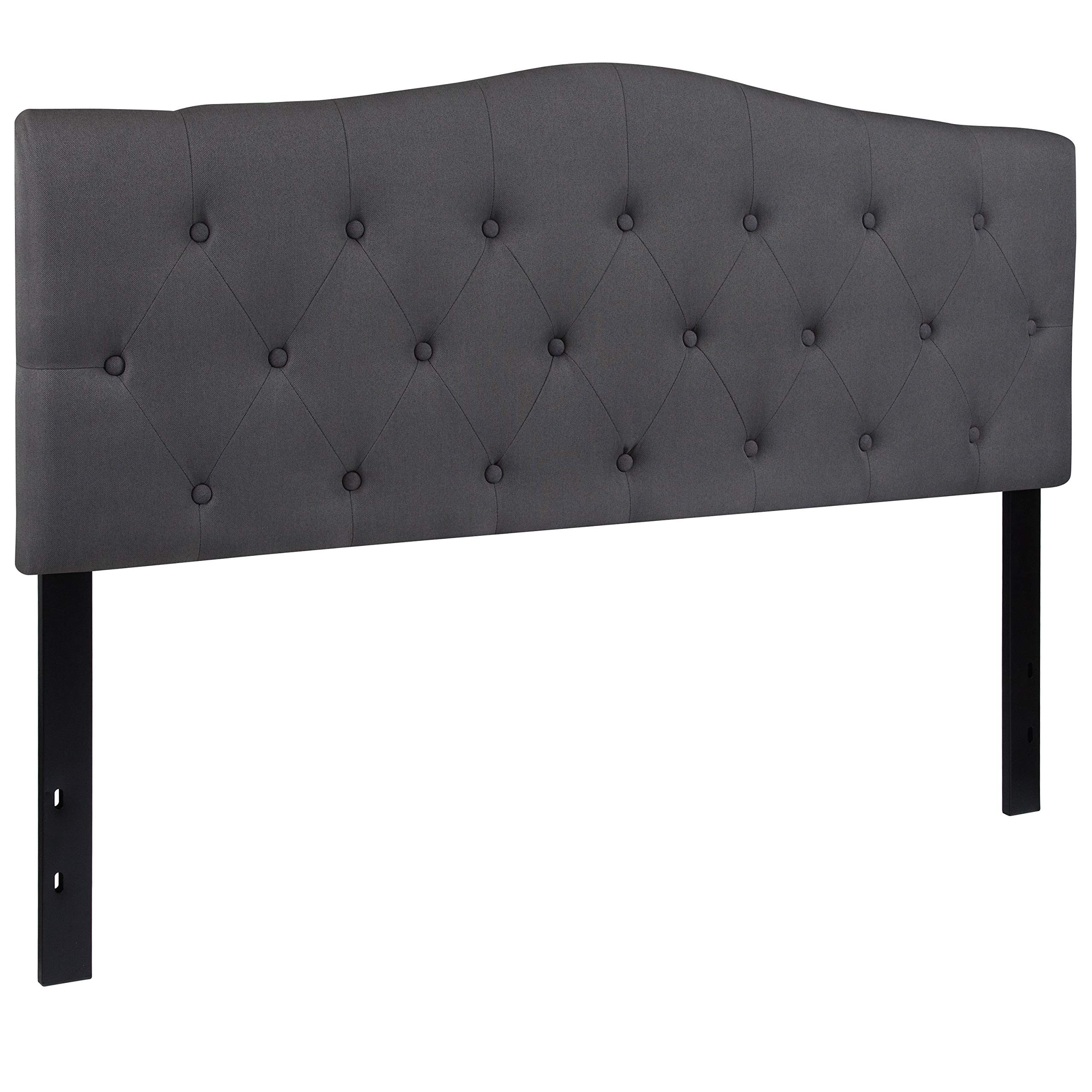 Flash Furniture Cambridge Tufted Upholstered Queen Size Headboard - Adjustable Height Dark Gray Fabric Bed Headboard for Master Bedroom, Guest Room & Home Decor