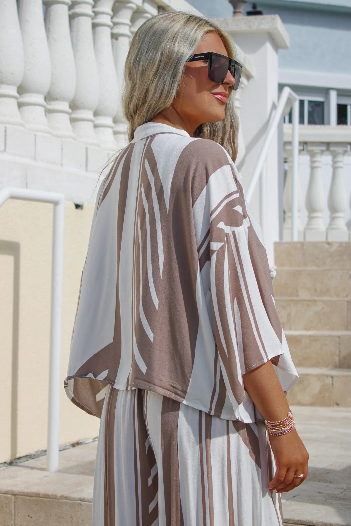 Vintage Havana Tie Front Stripe Top - Stylish Retro Blouse for Women | Perfect for Casual Outings, Beach Vacations & Boho Fashion