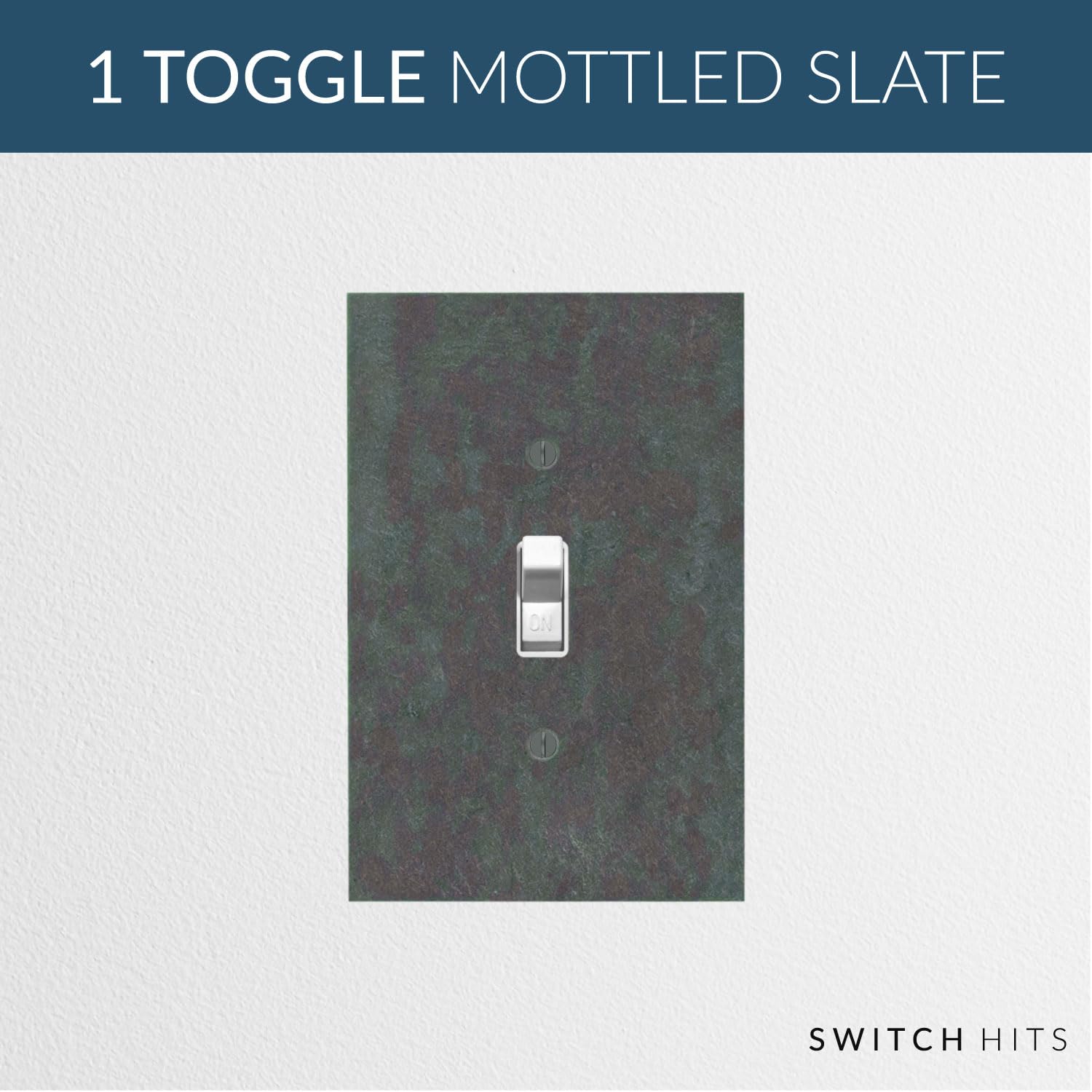 Decorative Electrical Switch Plate Cover - 1 Gang Single Toggle Light Switch Outlet Wall Plate (3.25”x5”) in Natural Vermont Slate Earth Tone | Durable Faceplate for Home, Office & Commercial Use | Rustic Decor Upgrade for Living Room, Bedroom & Kitchen