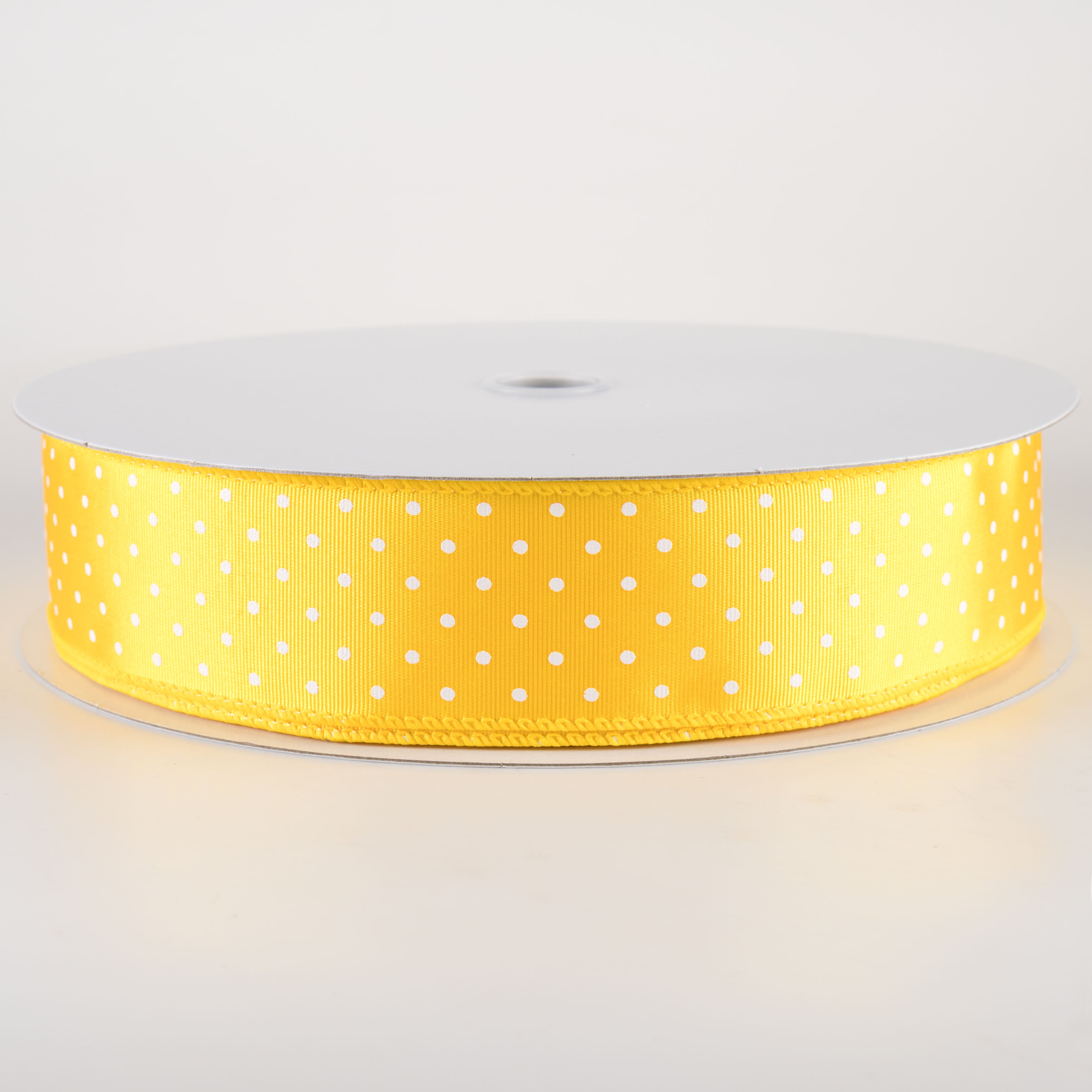 1.5 Inch Ribbed Satin & White Microdots Elastic Band - Bright Yellow (50 Yards) for Sewing, Crafting, and DIY Clothing Projects