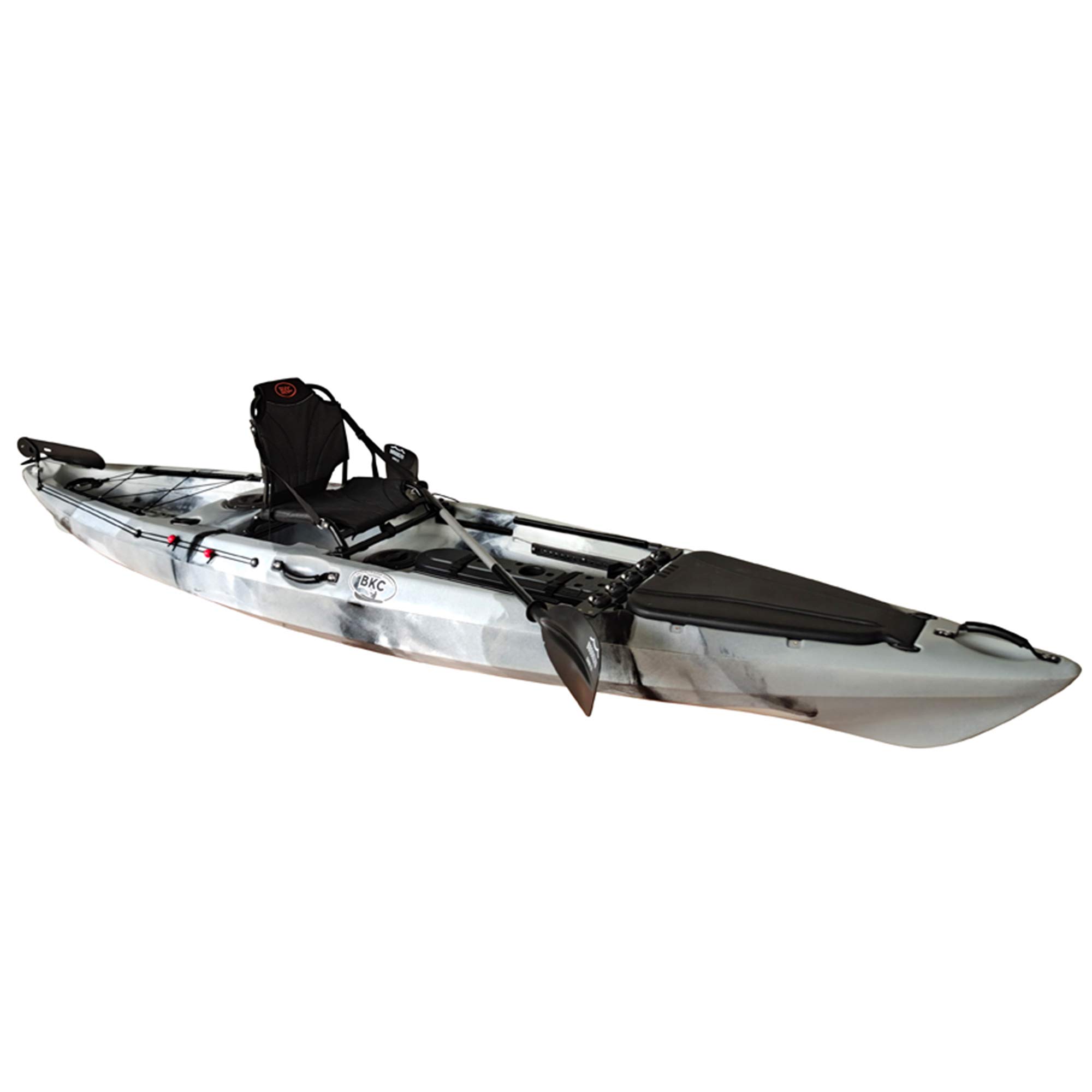 BKC FK13 13-Foot Solo Sit-on-Top Fishing Kayak with Adjustable Aluminum Seat, Paddle & Foot-Controlled Rudder - Stable Angler Kayak for Lakes, Rivers & Ocean Fishing Adventures
