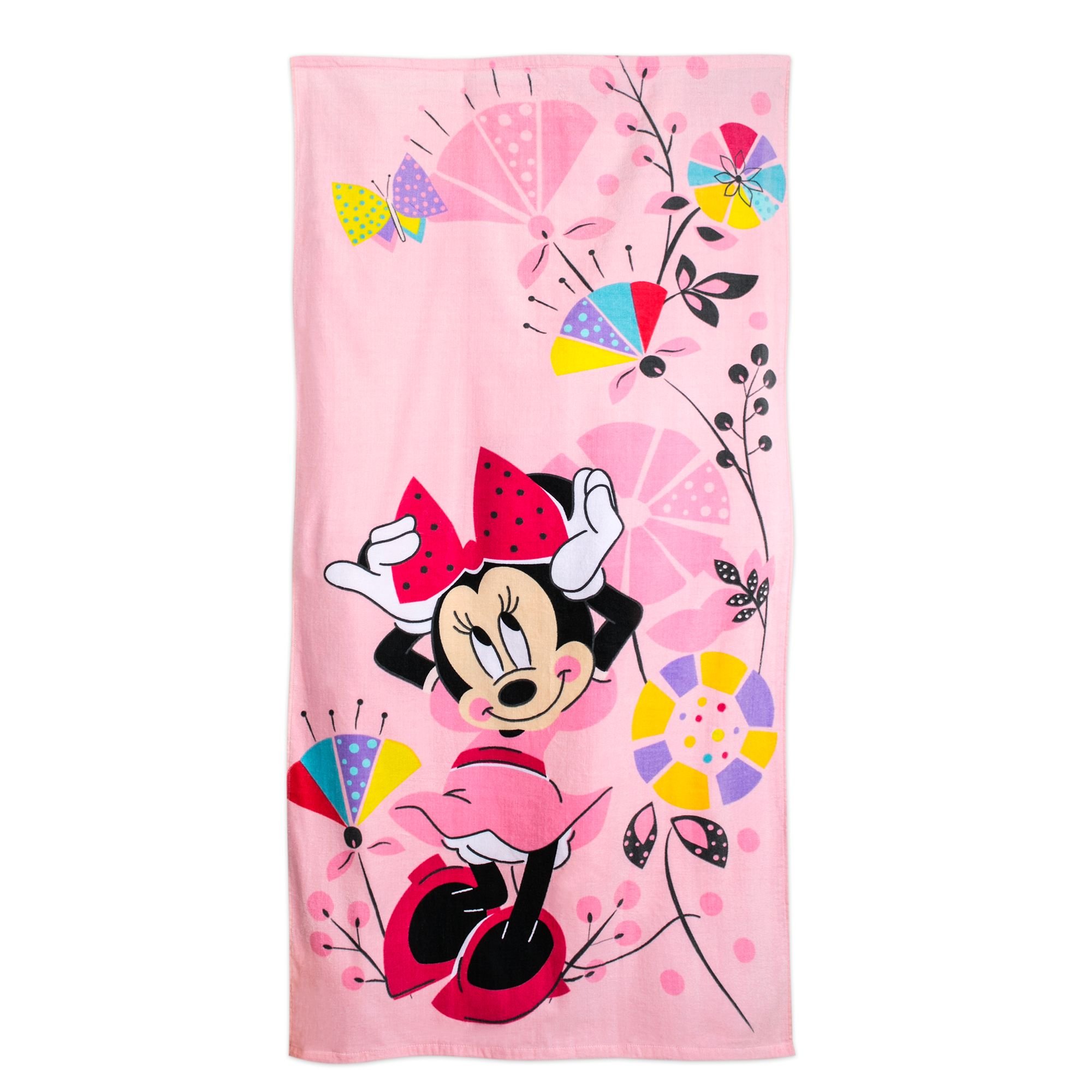 Disney Minnie Mouse Beach Towel for Kids - Soft Pink Cotton Bath Towel for Swimming Pool, Beach, Summer Vacation & Outdoor Activities