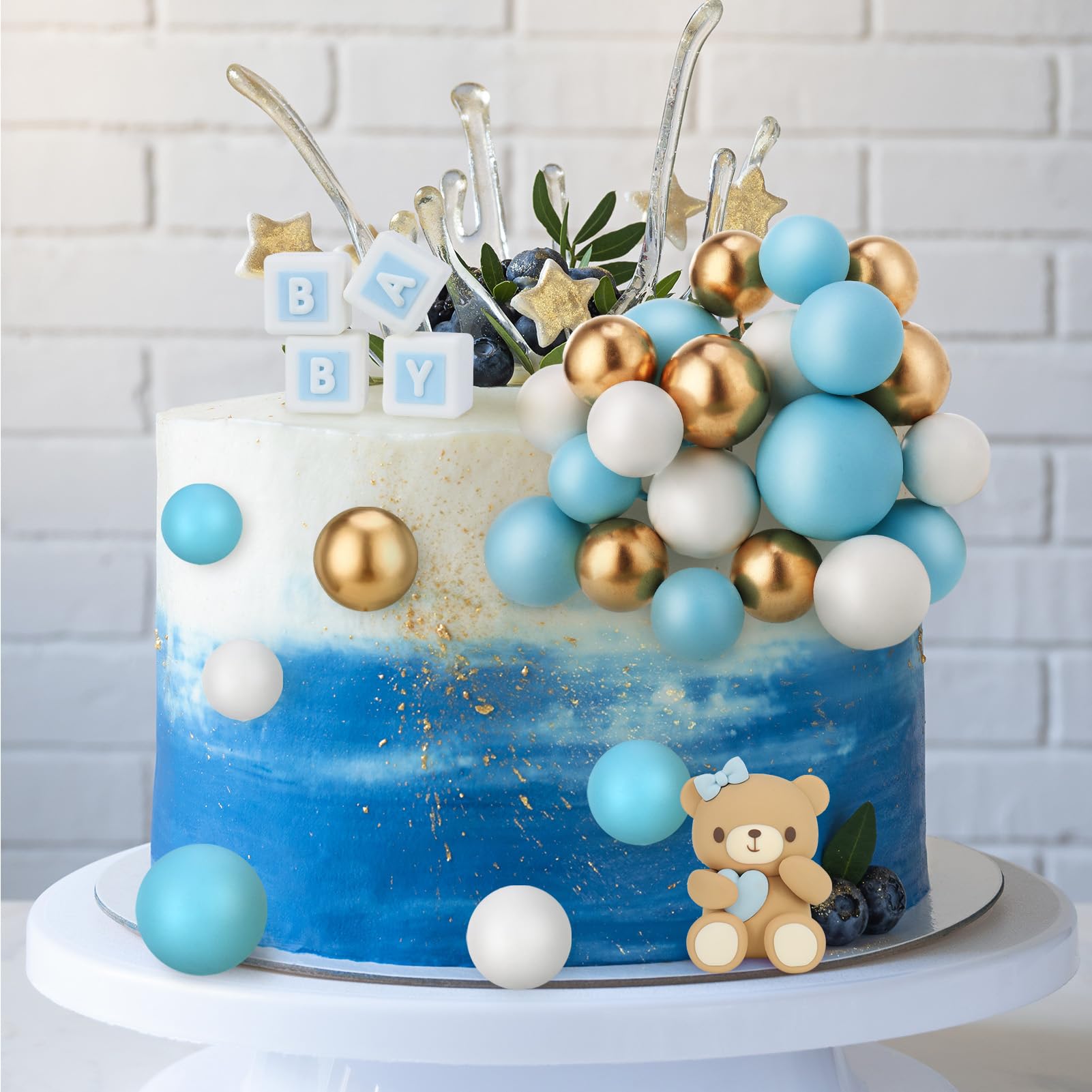 26Pcs Mini Teddy Bear Cake Toppers - Edible Cake Decorations for Baby Shower, Birthday, Christening & Wedding - Perfect for Cupcakes, Centerpieces & Letter Cakes