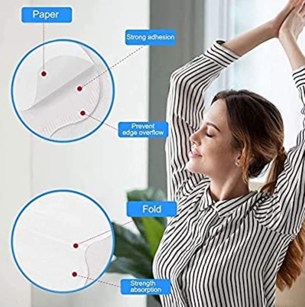 Feelhigh Disposable Underarm Sweat Pads - 100% Cotton, Odor Control & Invisible Protection for Shirts - Perfect for Workouts, Business Meetings & Hot Weather