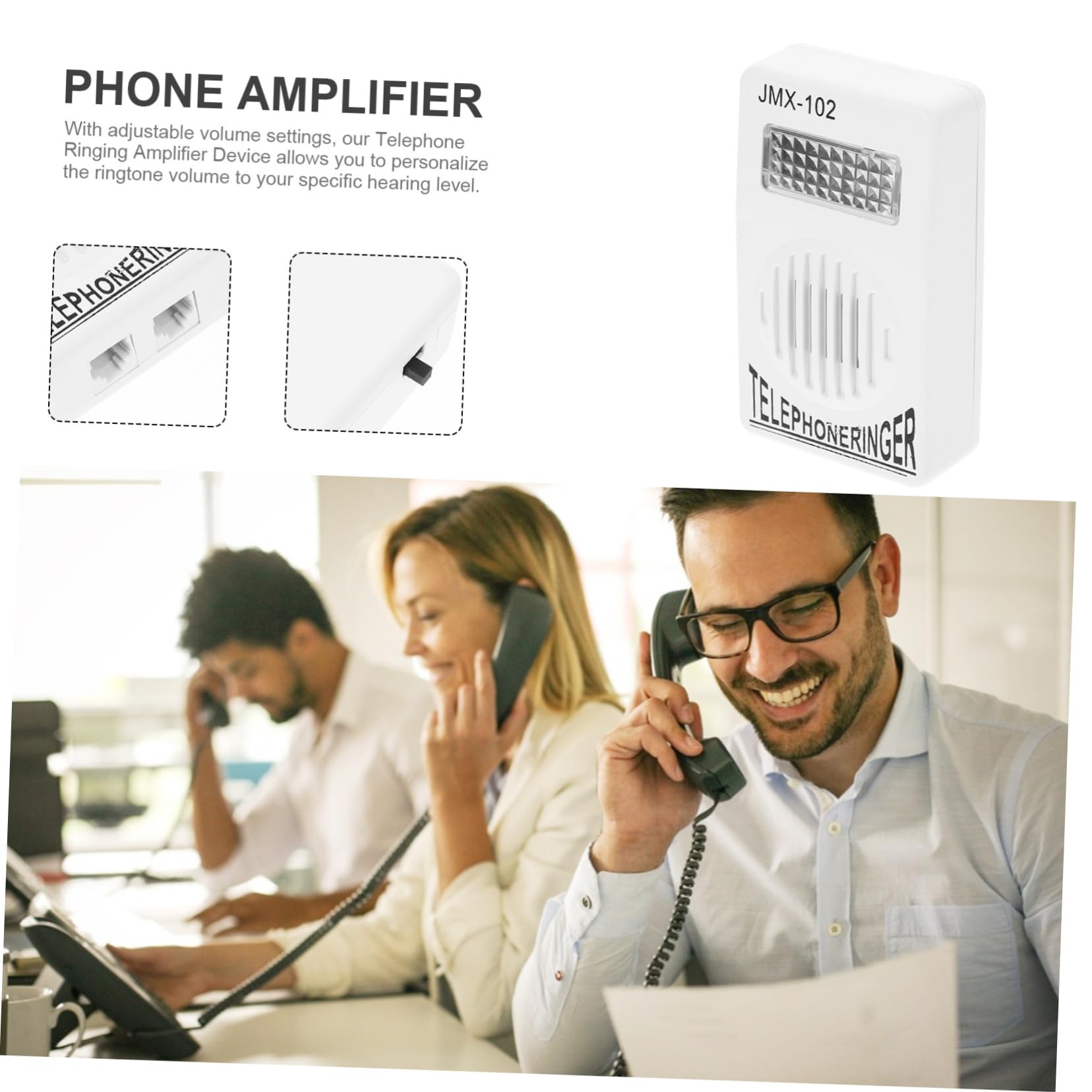 Universal Phone Amplifier - White | Easy Installation & Volume Control | Enhance Sound for Music, Movies & Calls | Perfect for Home, Office & Travel
