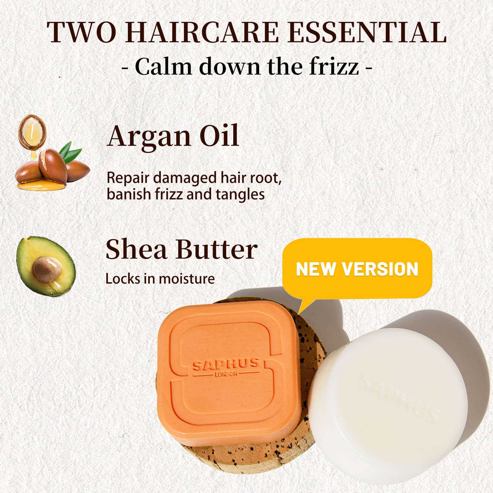 Organic Argan Oil Shampoo & Conditioner Bar Set with Hair Ends Oil - Sulfate Free, Paraben Free, Vegan - Strengthens & Cleanses Hair - Perfect Easter Gift for Dry, Damaged Hair Care Routine